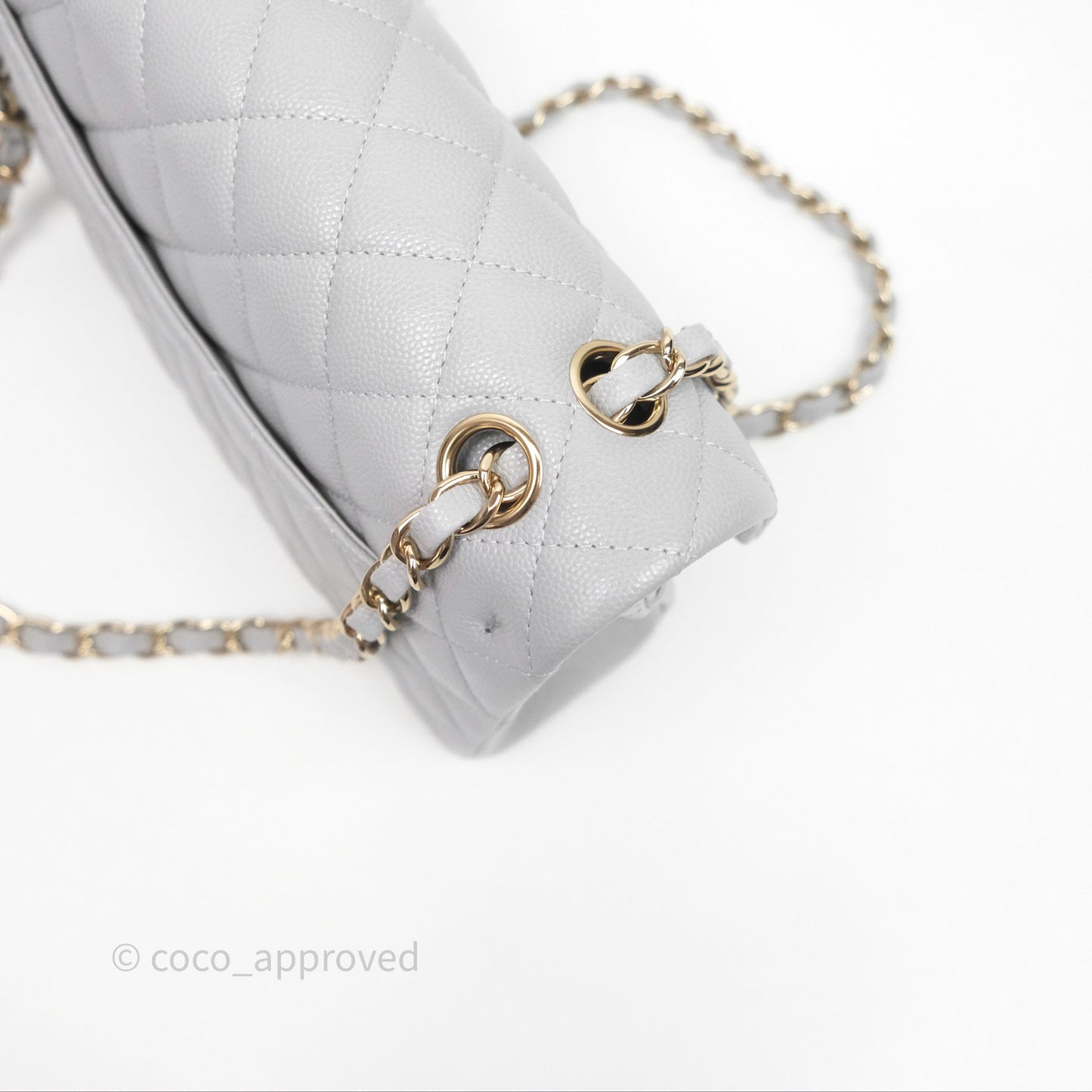 Chanel Small Classic Flap Quilted Grey Caviar Gold Hardware 21A