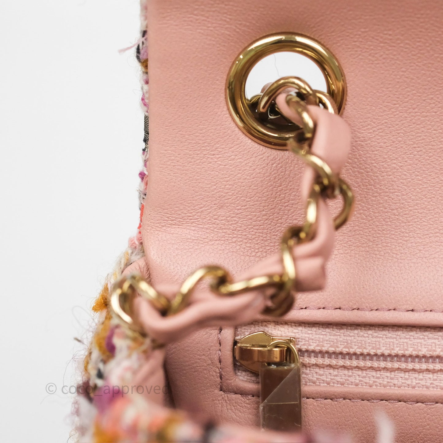 Chanel Mini Rectangular Pink Burgundy Tweed Gold Hardware 23K