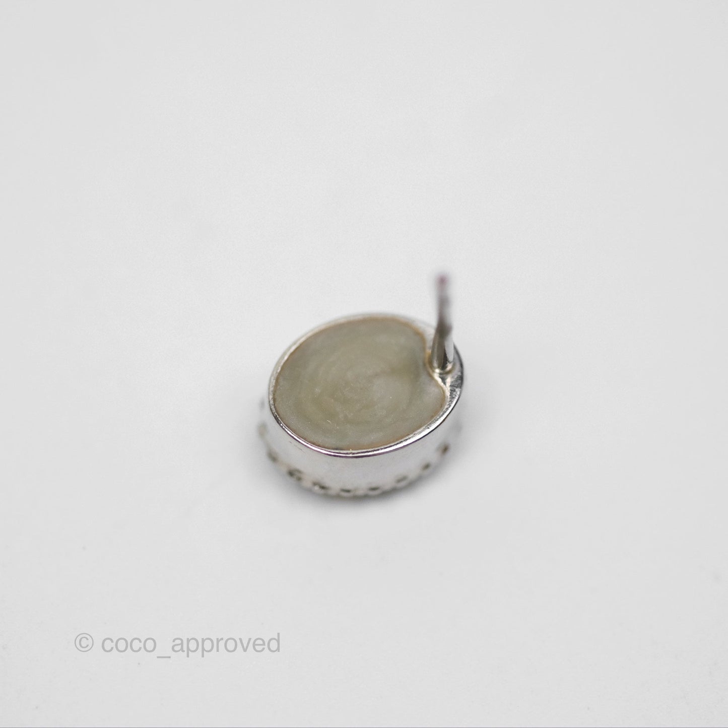 Chanel CC Round Earrings Silver Tone 19P