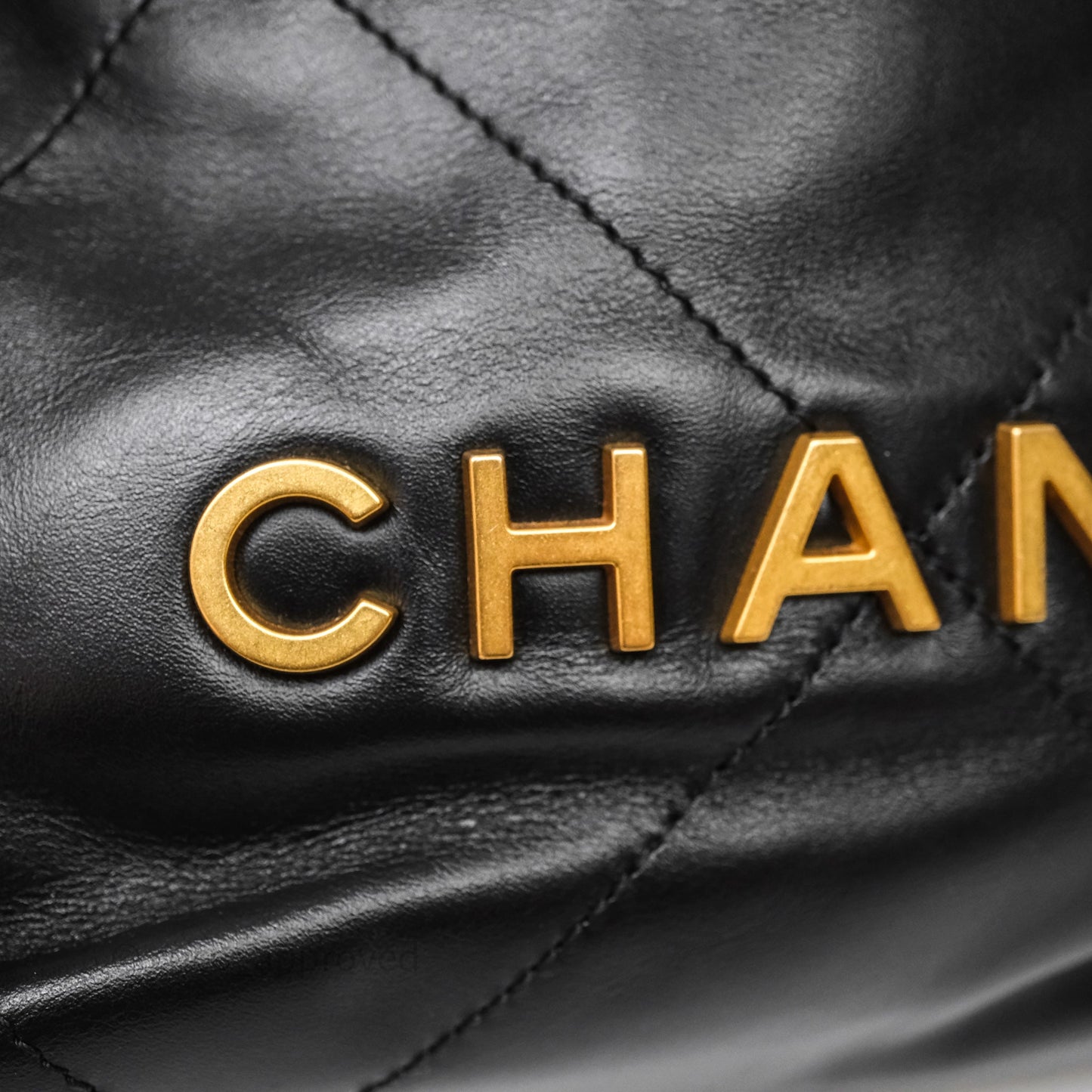 Chanel 22 Mini Bag Black Crumpled Calfskin Aged Gold Hardware