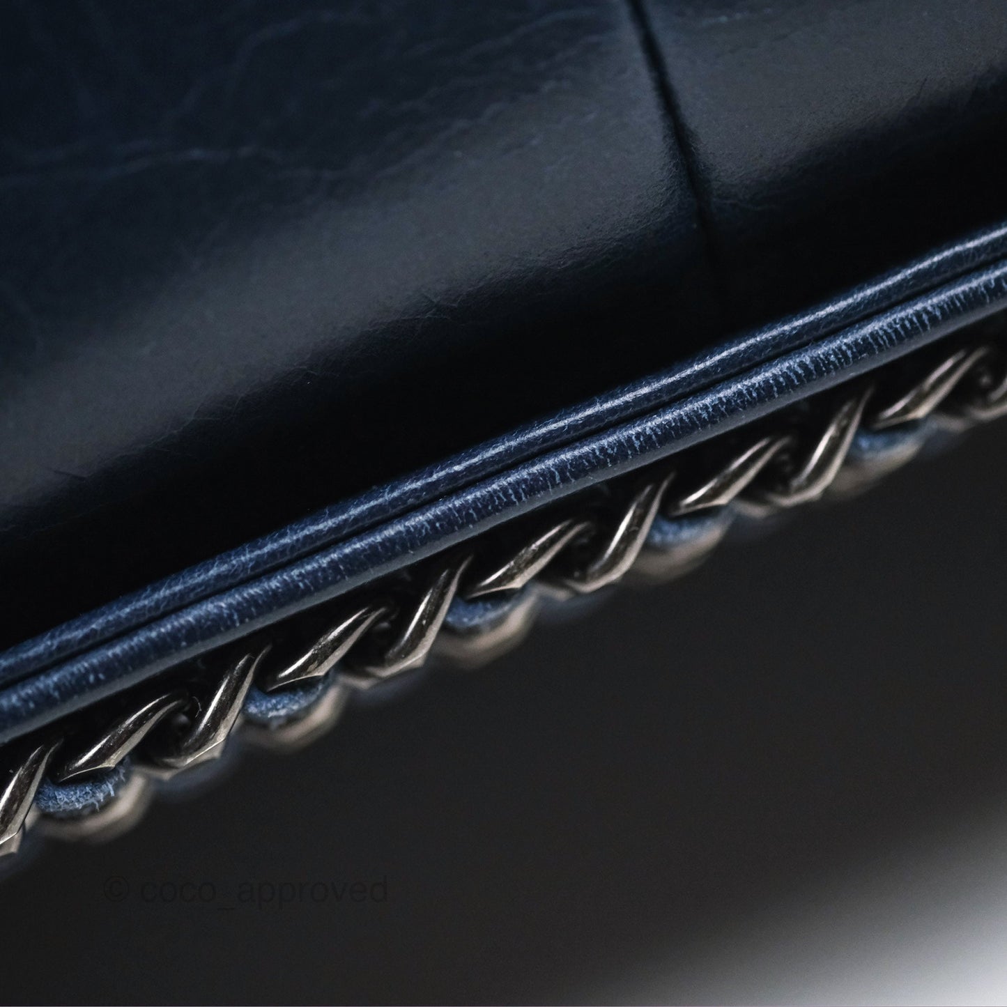 Chanel Medium Chain Edge Boy Quilted Navy Aged Glazed Calfskin Ruthenium Hardware