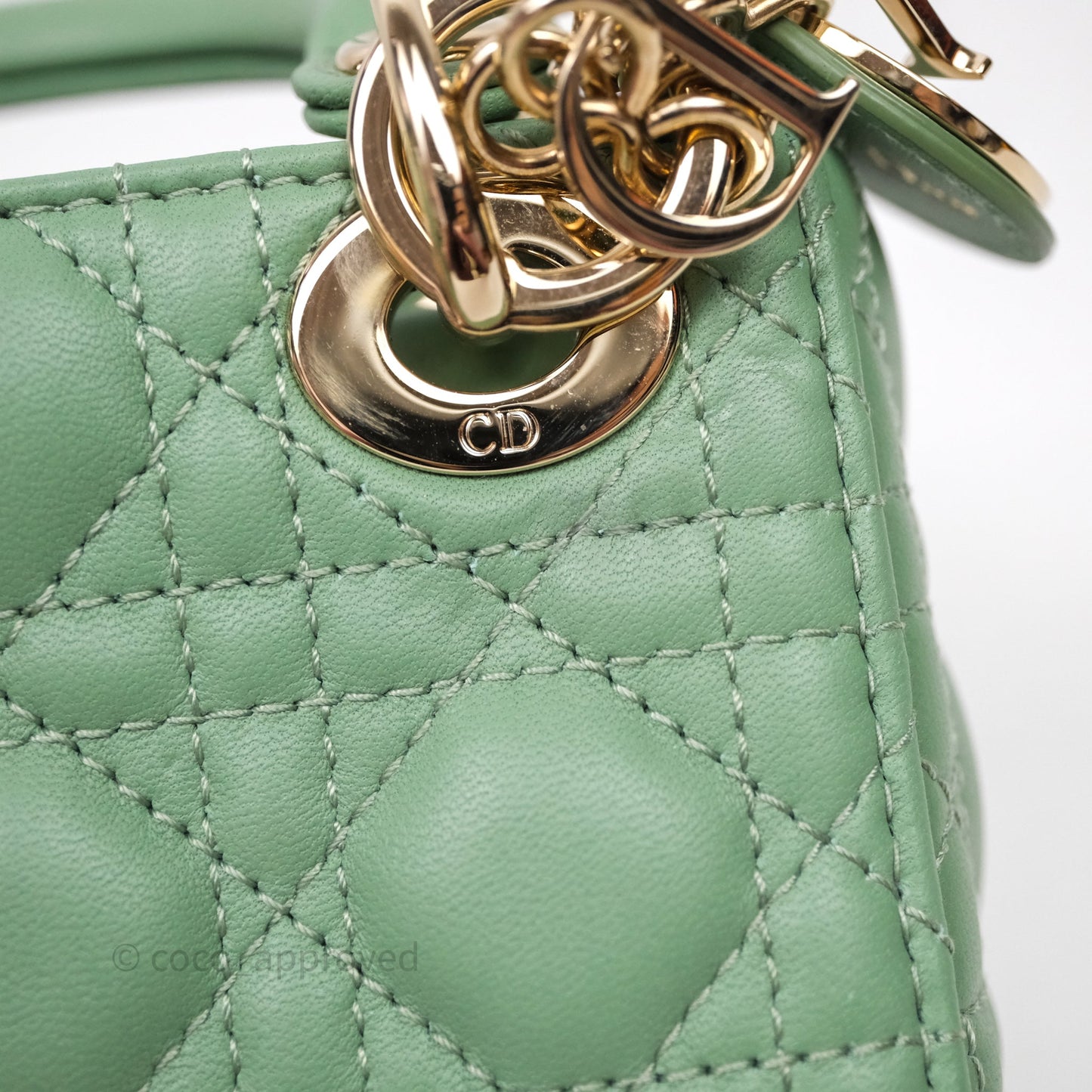 Christian Dior Micro Lady Dior Green Lambskin Cannage Gold Hardware