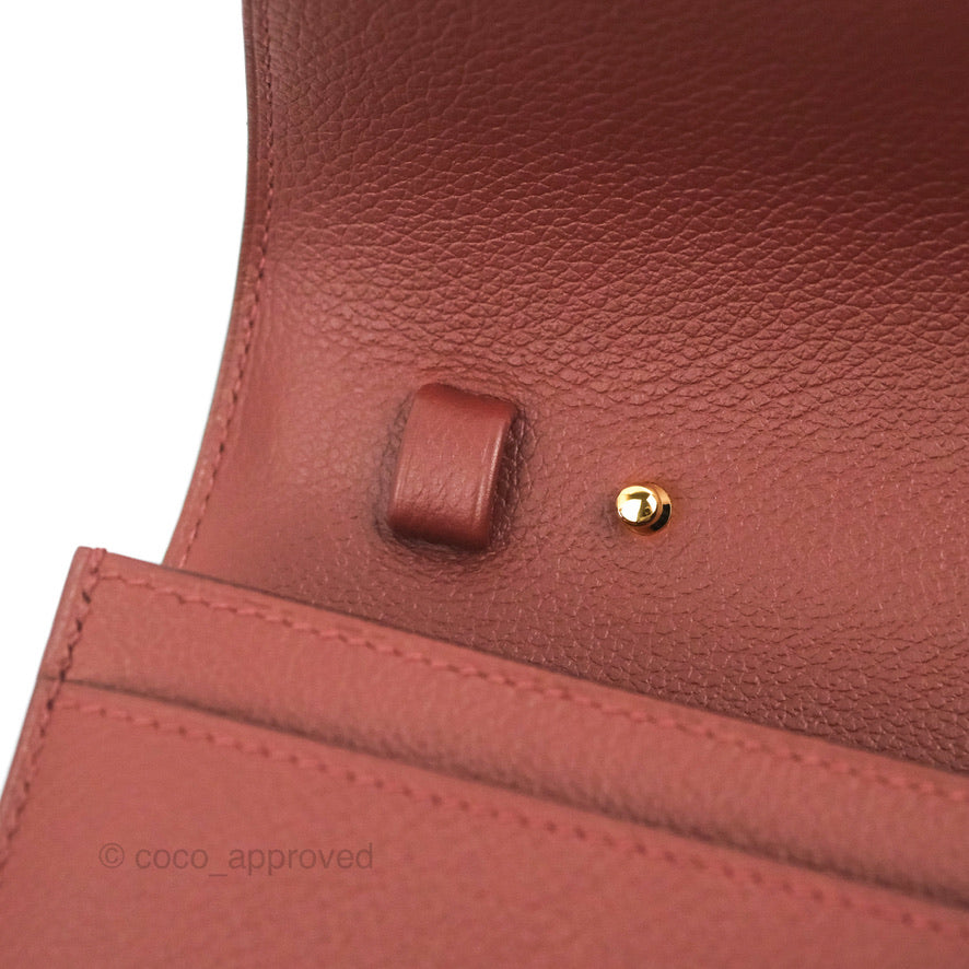 Hermès Constance Long To Go Wallet Red Rouge H Evercolor Gold Hardware