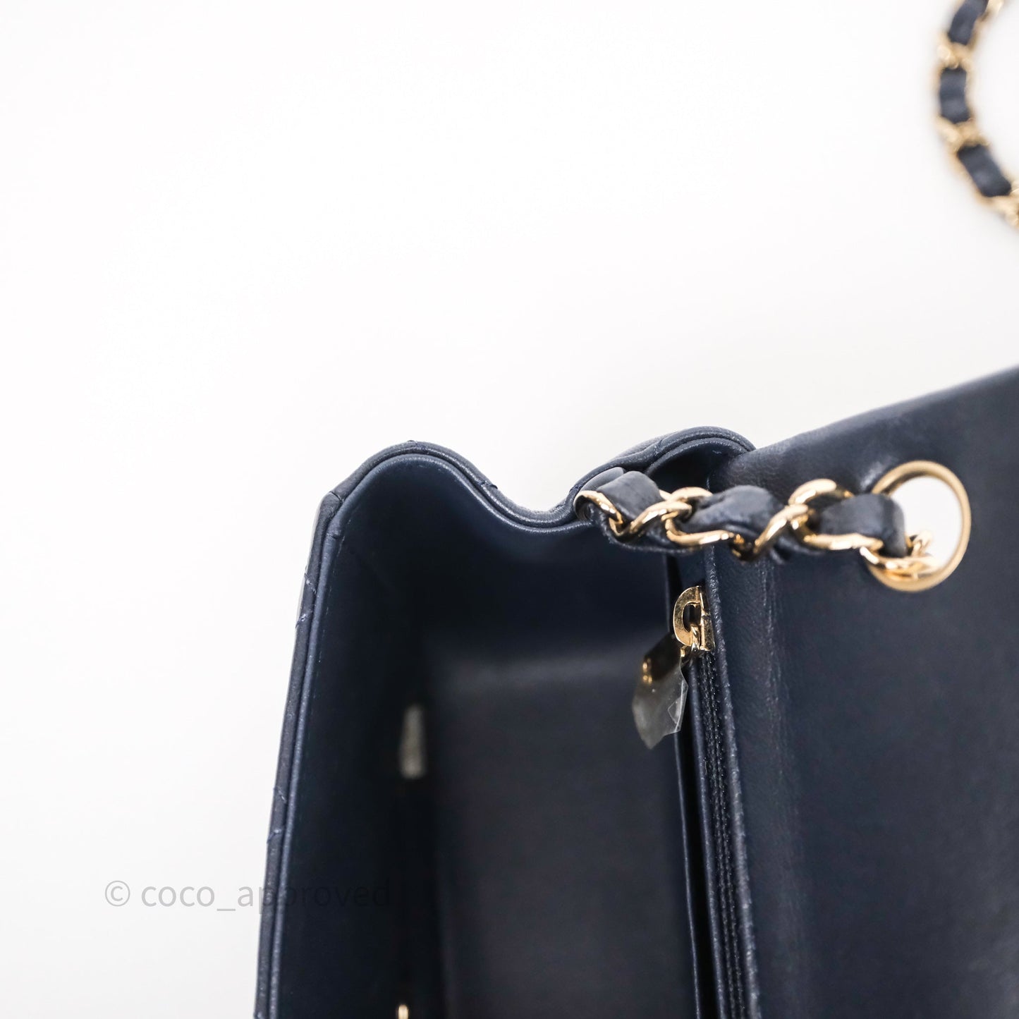Chanel Mini Square Flap Quilted Navy Lambskin Gold Hardware
