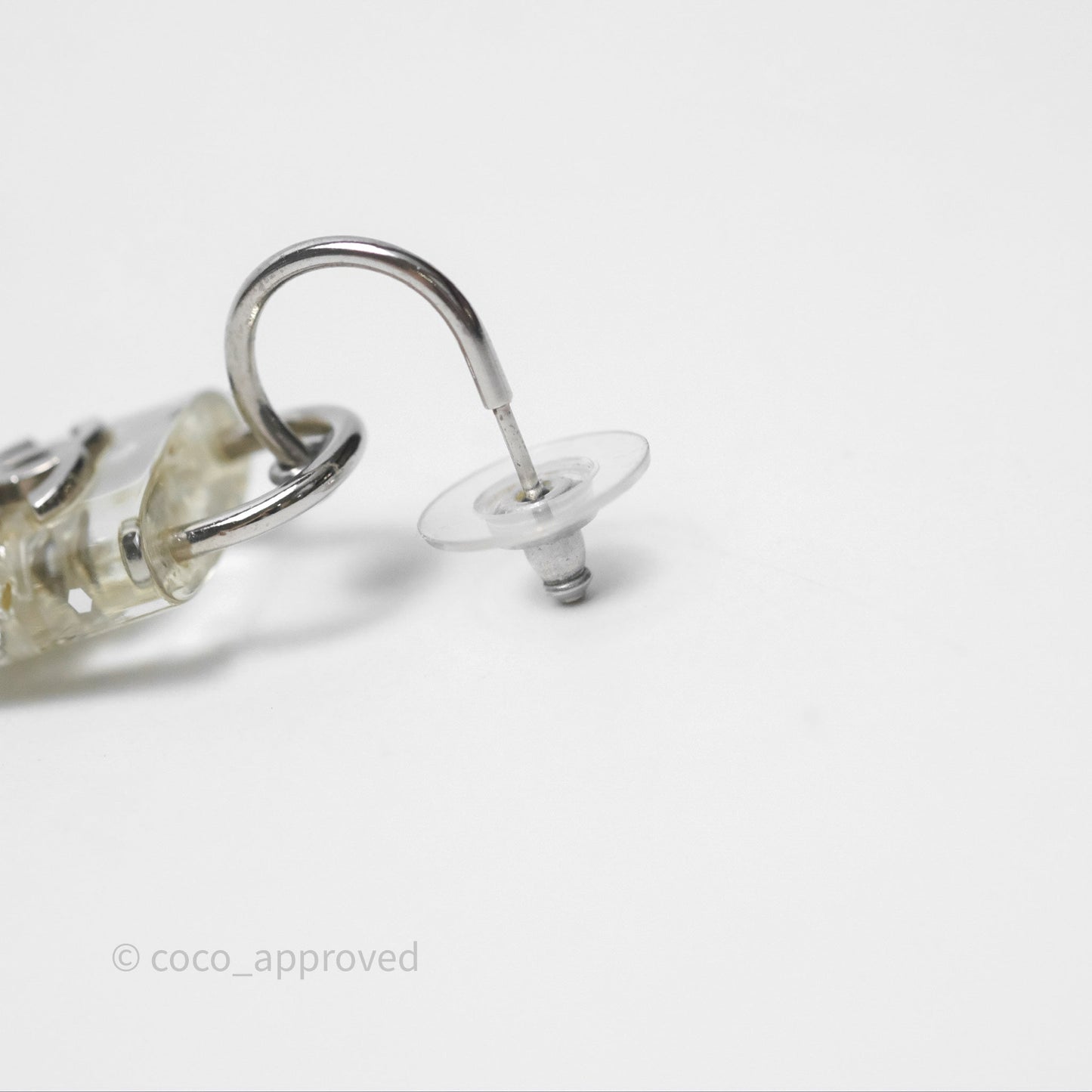 Chanel CC Padlock Resin Drop Earrings 14K
