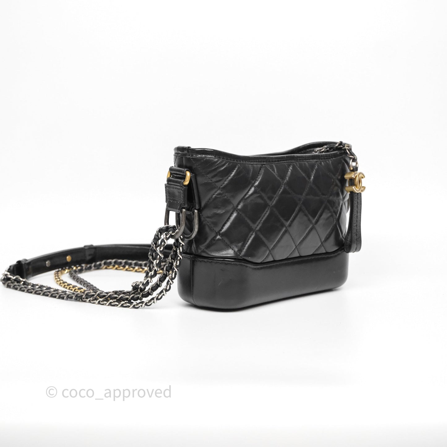 Chanel Small Gabrielle Hobo Quilted Black Aged Calfskin