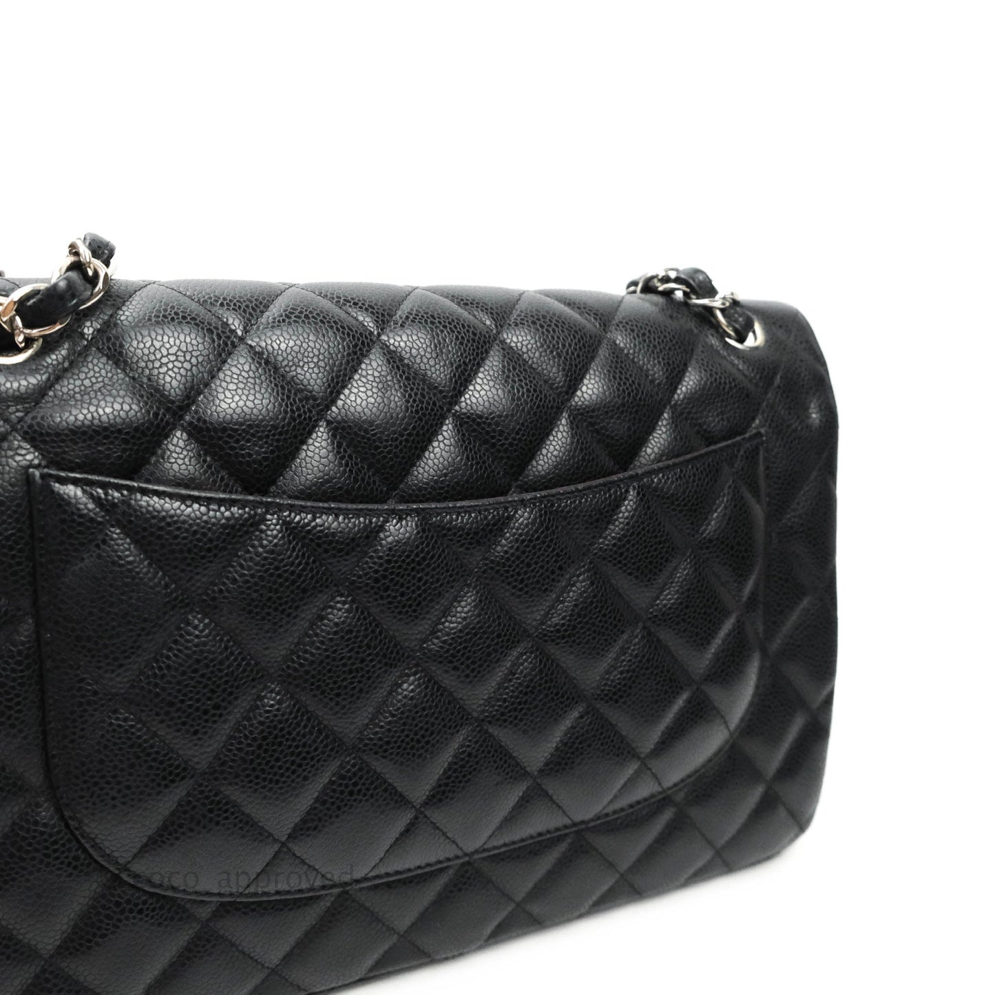 Chanel Quilted Jumbo Double Flap Black Caviar Silver Hardware⁣⁣