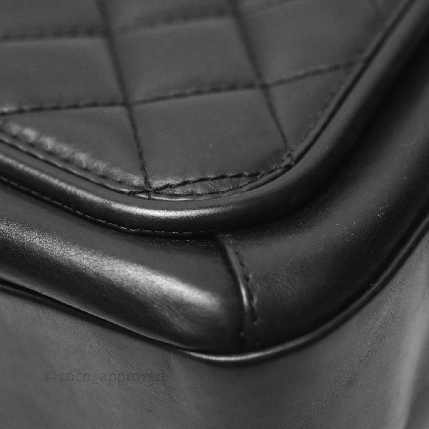 Chanel Quilted Large Prestige Top Handle Flap Calfskin Black Ruthenium Hardware