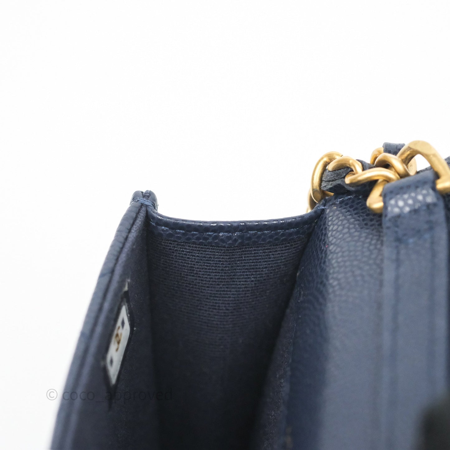 Chanel Twist Your Button Coin Purse With Chain Navy Shiny Caviar