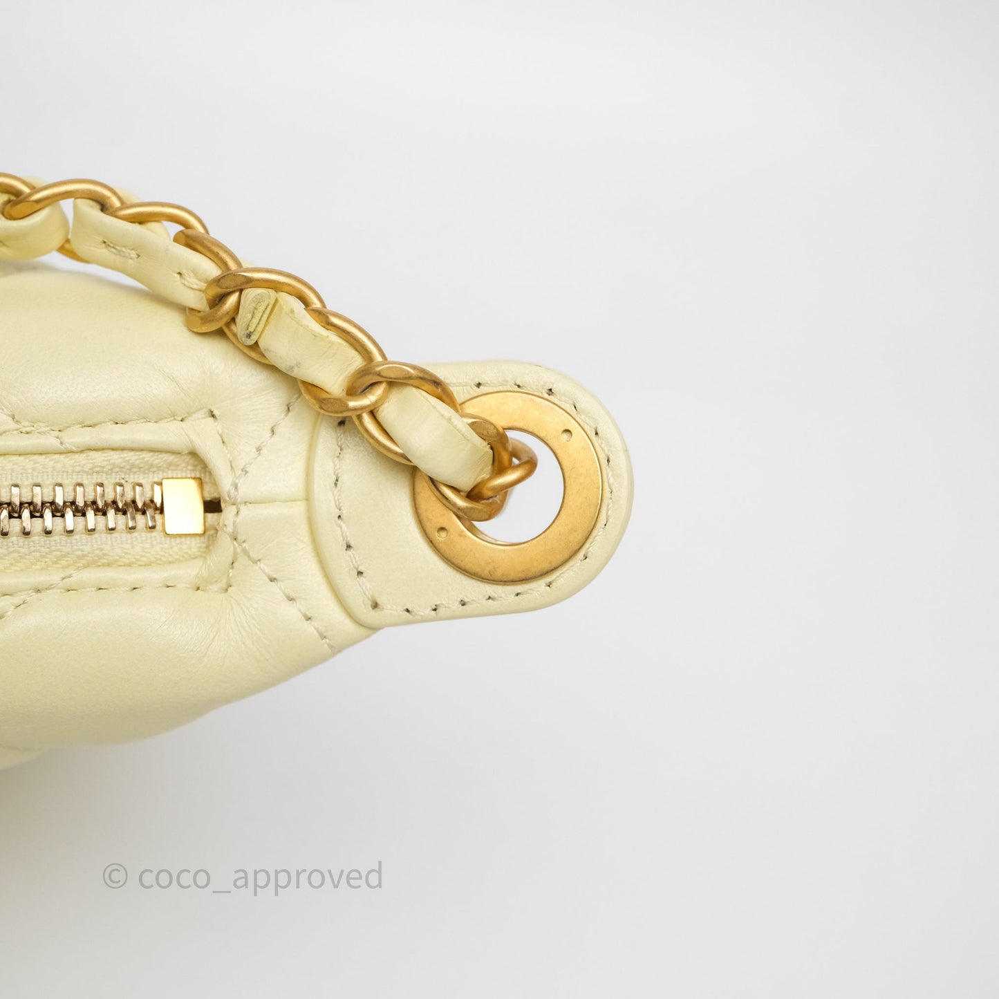 Chanel Large Hobo with Chain Light Yellow Lambskin Aged Gold Hardware 25S