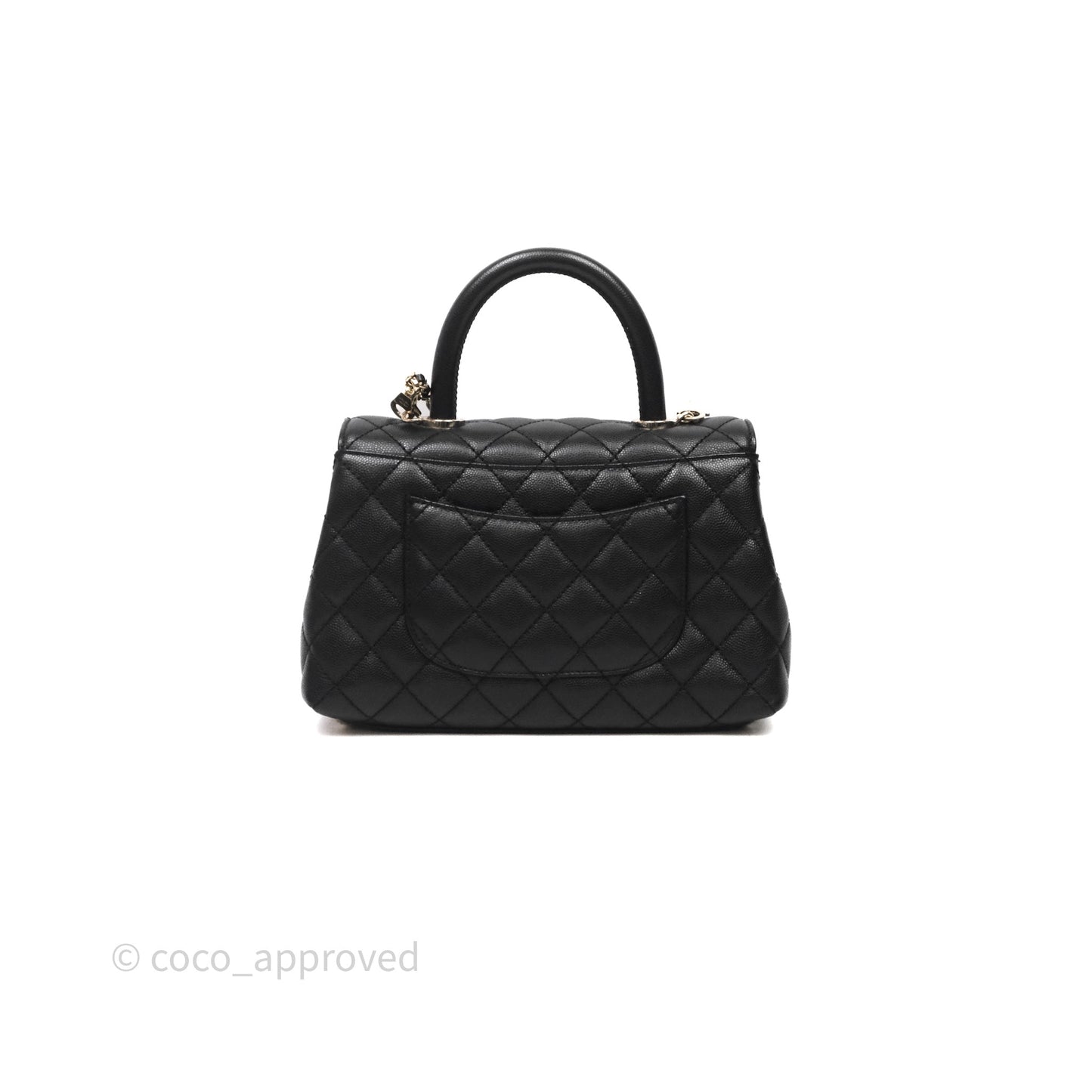 Chanel Small Quilted Coco Handle Black Caviar Gold Hardware