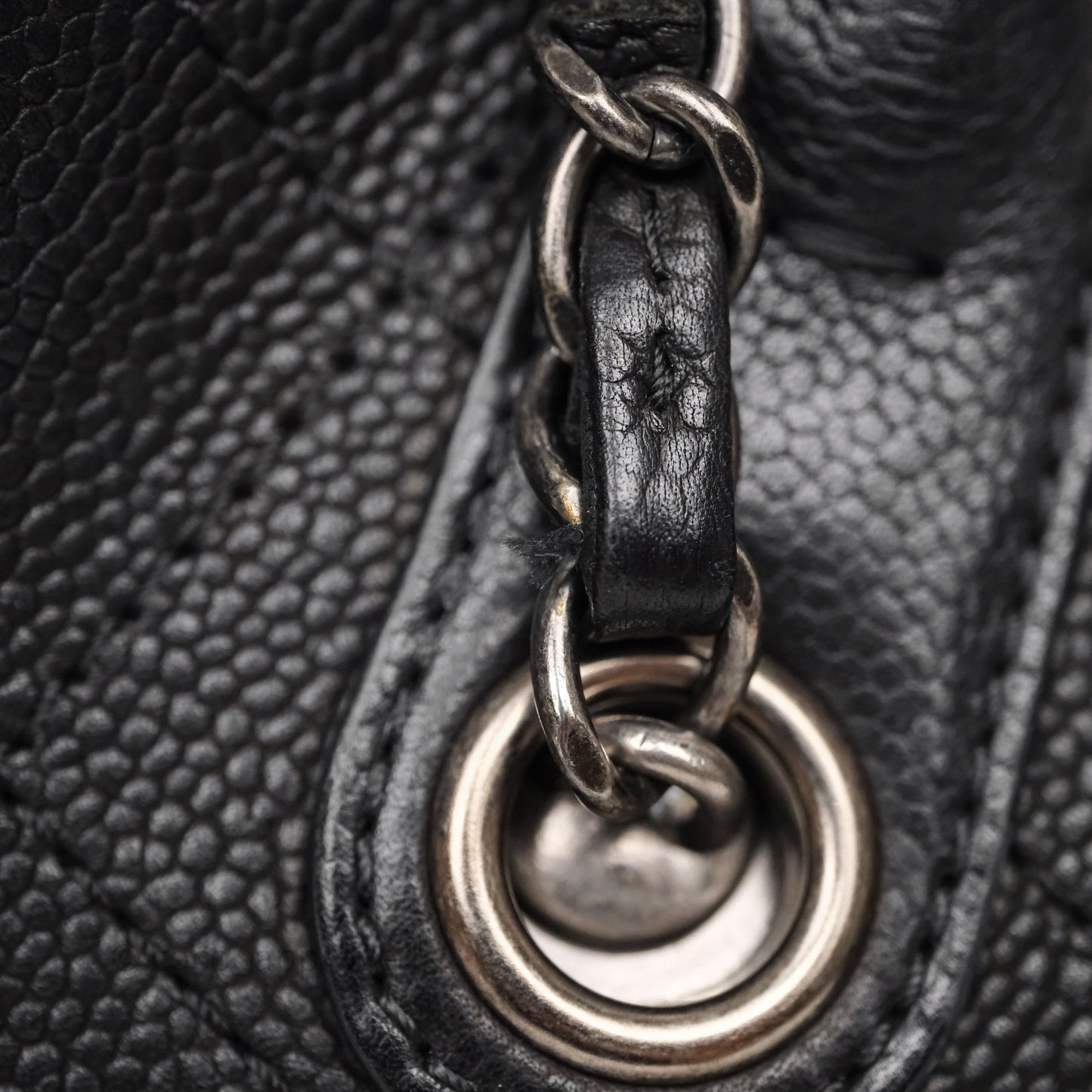 Chanel Quilted Shopping Tote Black Caviar Ruthenium Hardware