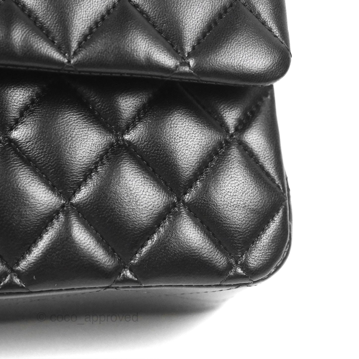 Chanel Classic M/L Medium Flap Quilted Black Lambskin Silver Hardware