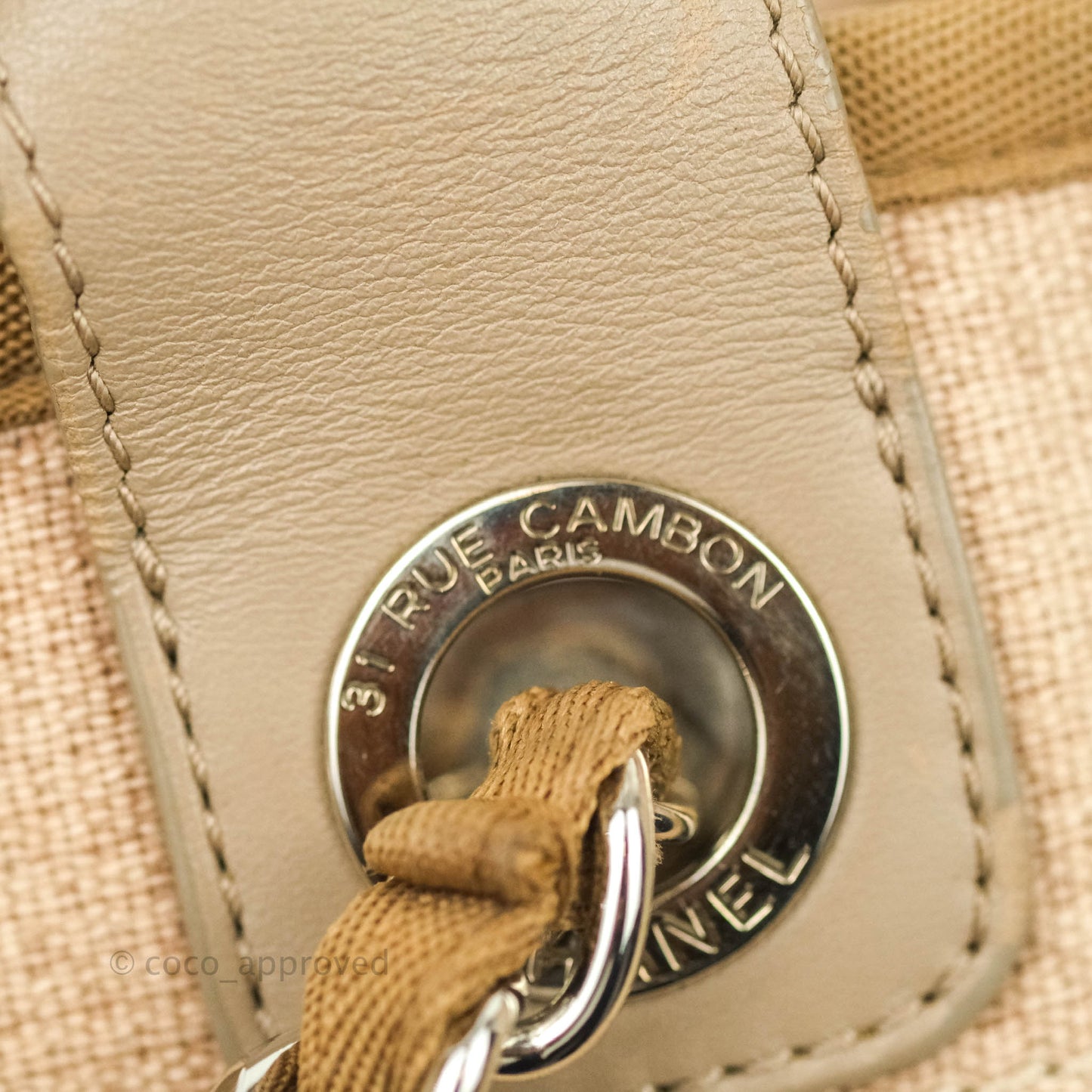 Chanel Large Deauville Beige Canvas Silver Hardware