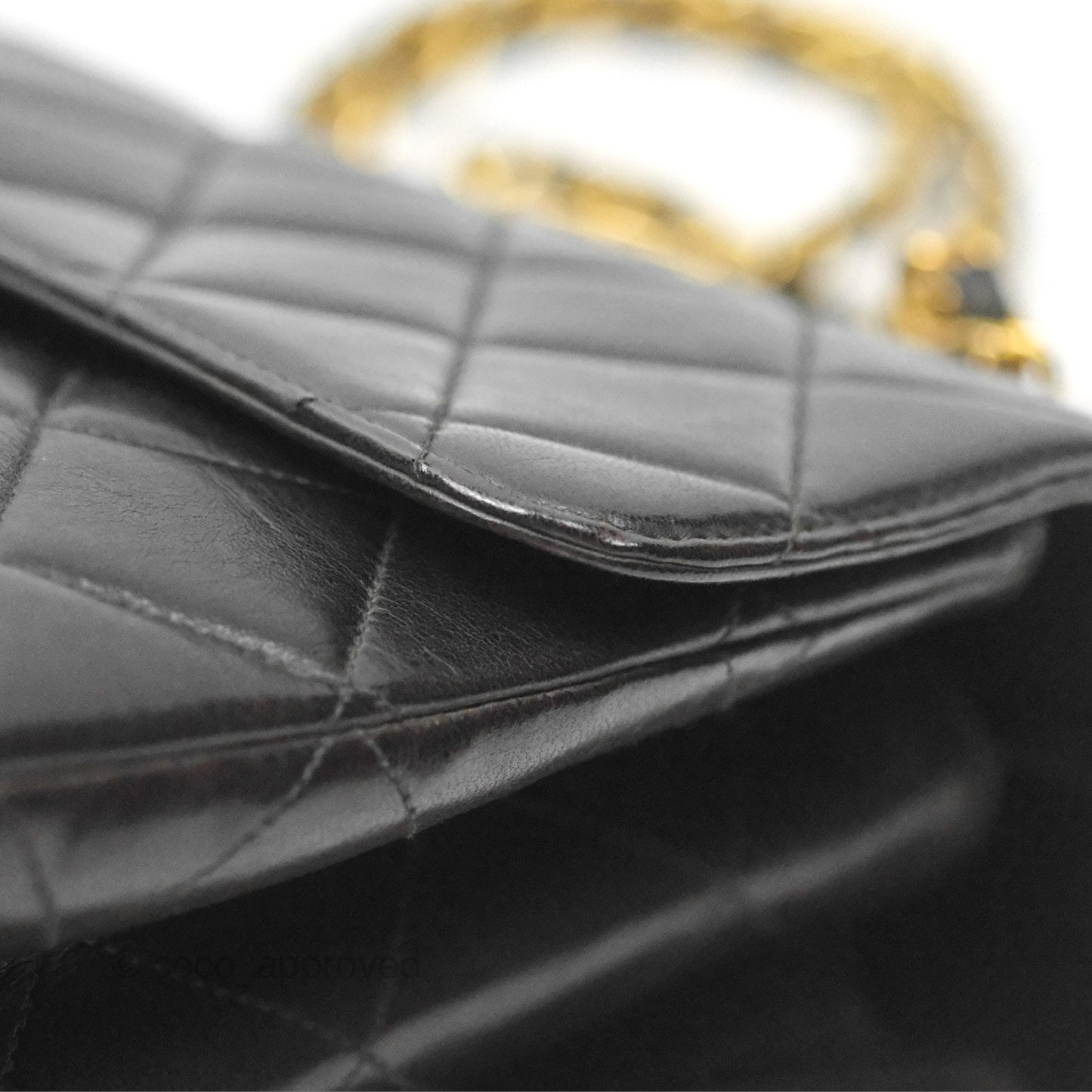 Chanel Vintage Double Sided Jumbo Flap Black Lambskin 24K Gold Hardware