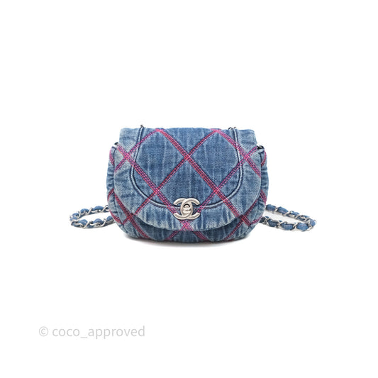 Chanel Coco Beach Flap Bag Denim Silver Hardware