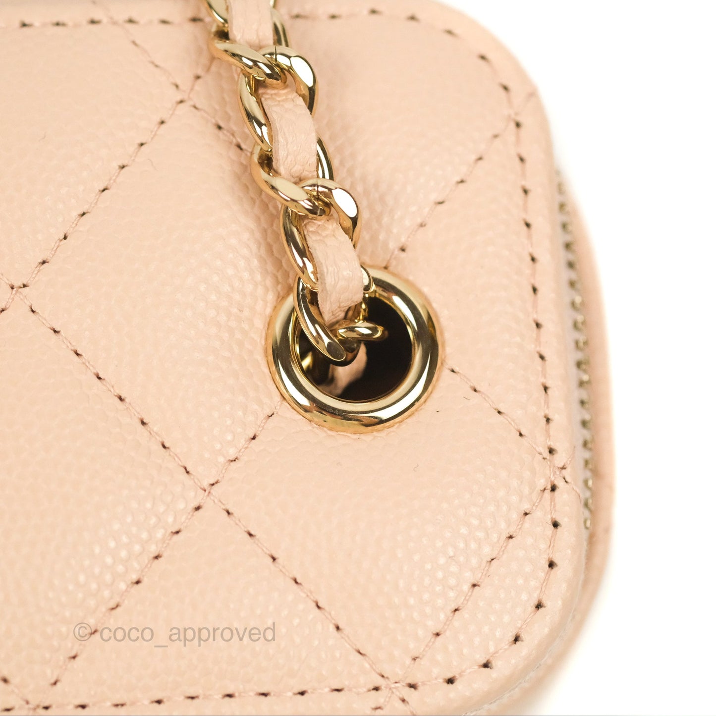 Chanel Mini Vanity With Chain Beige Pink Caviar Gold Hardware