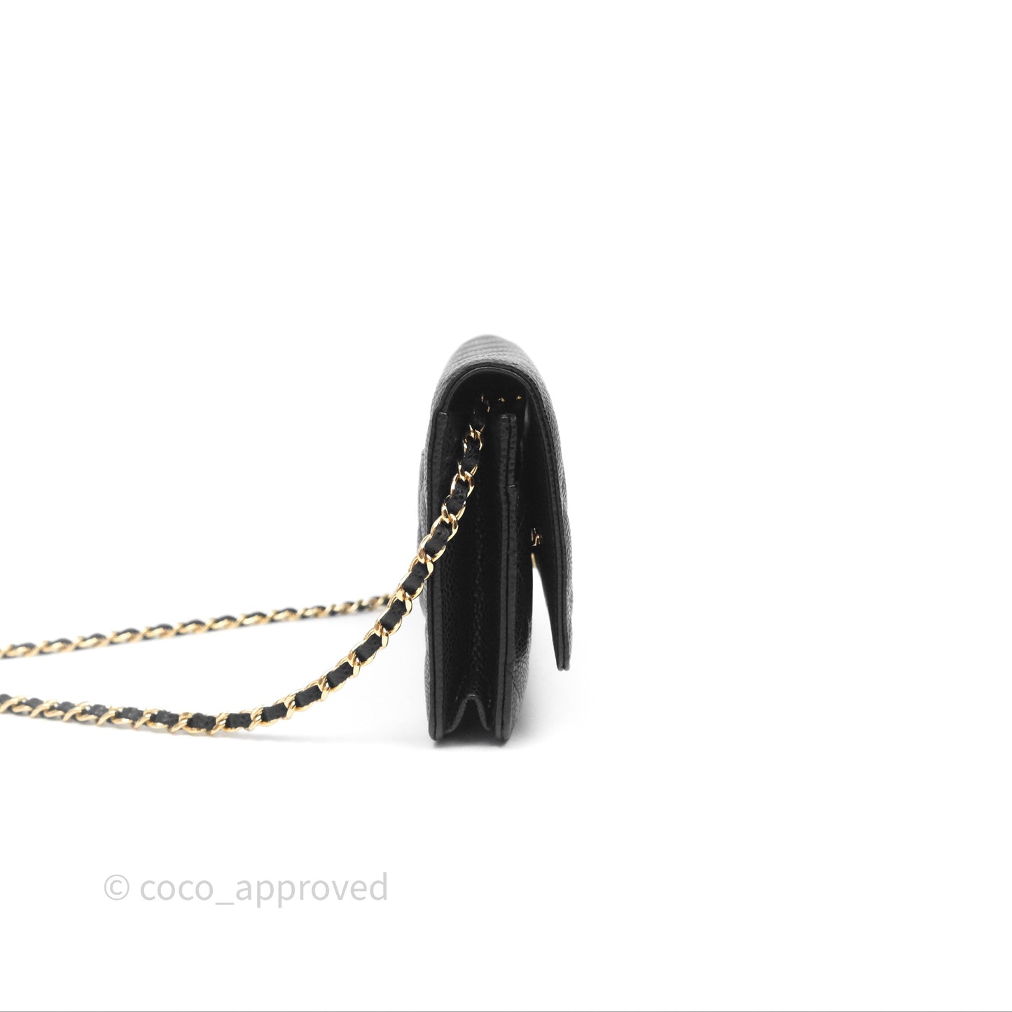 Chanel Classic Quilted Wallet On Chain WOC Black Caviar Gold Hardware