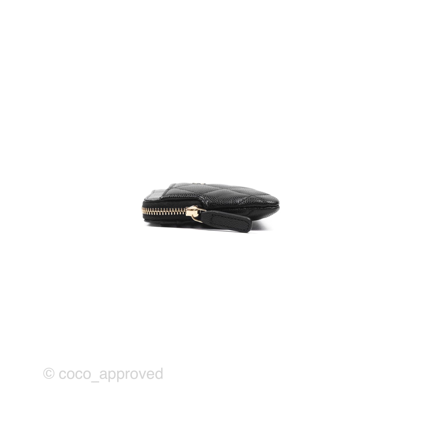 Chanel Quilted Classic Zip Card Holder Wallet Black Caviar Gold Hardware