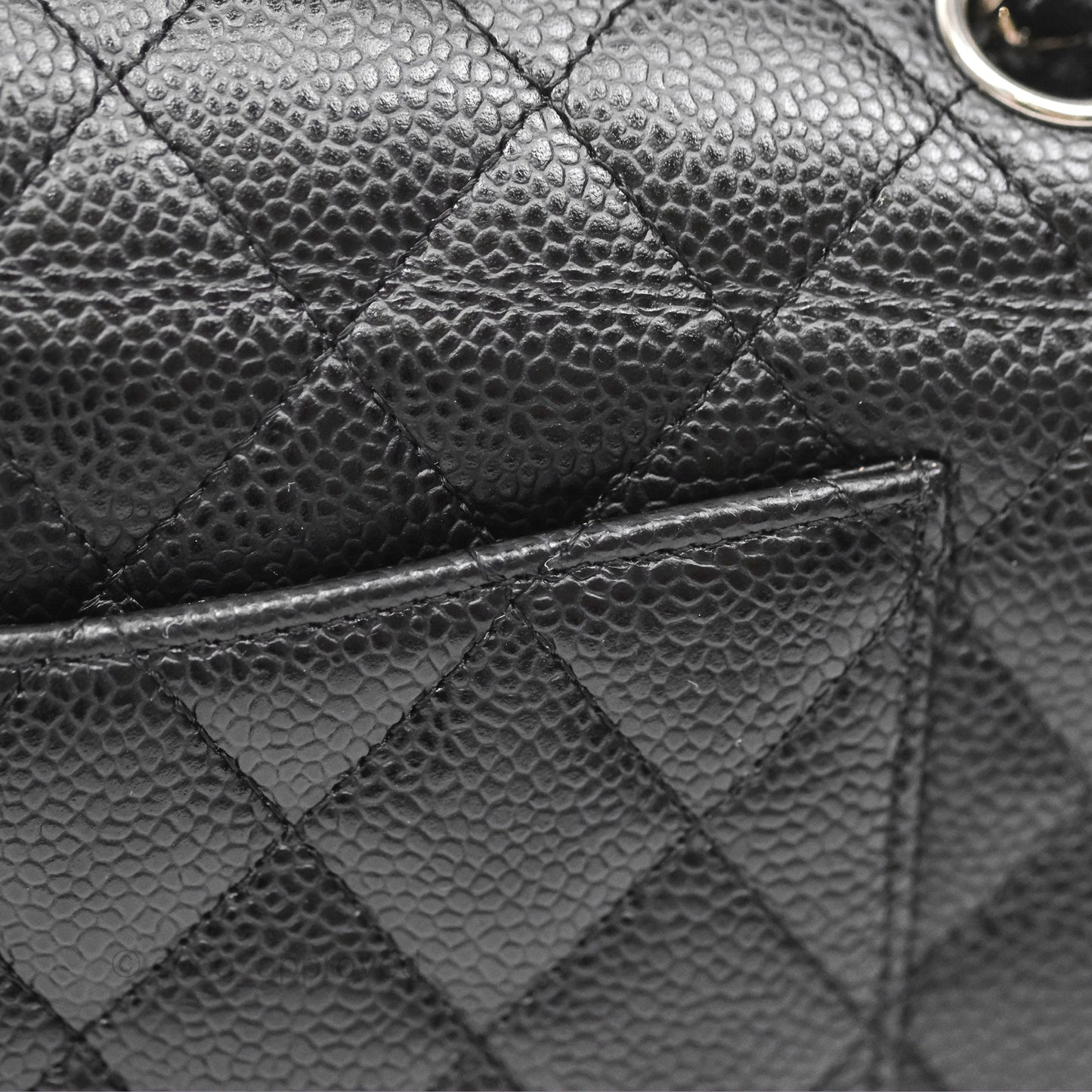 Chanel Classic M/L Medium Flap Quilted Black Caviar Silver Hardware