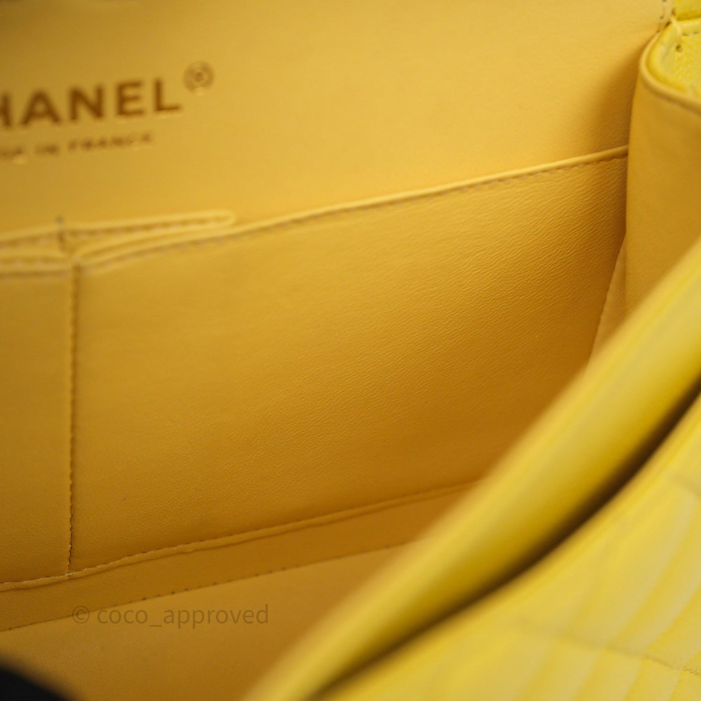 Chanel Small Classic Flap Quilted Yellow Caviar Gold Hardware