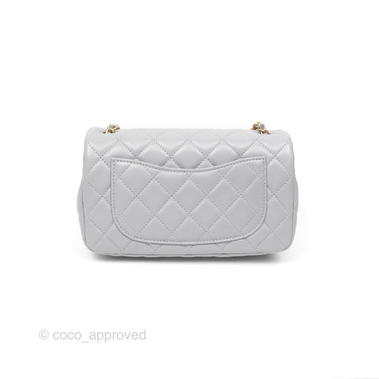 Chanel Mini Rectangular Pearl Crush Grey Lambskin Aged Gold Hardware