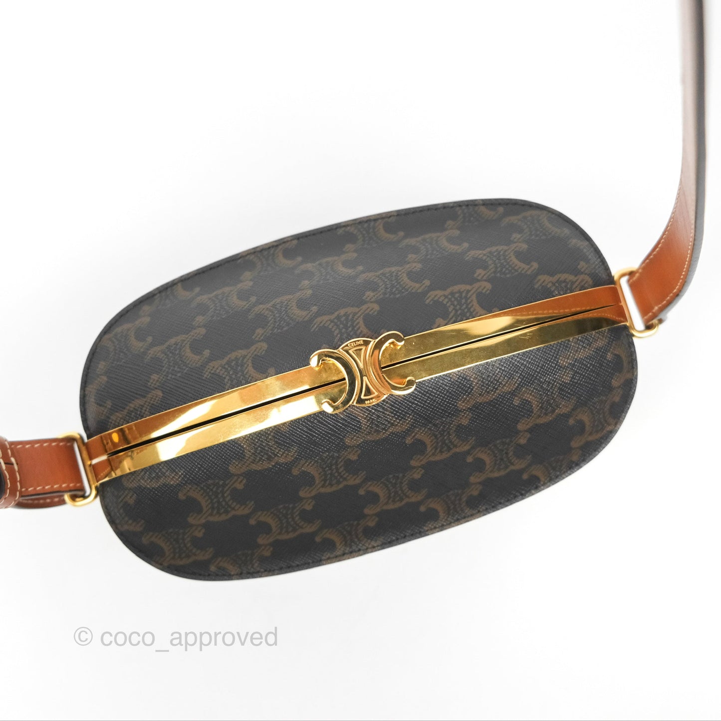 Celine Lunch Box Bag Triomphe Canvas Tan