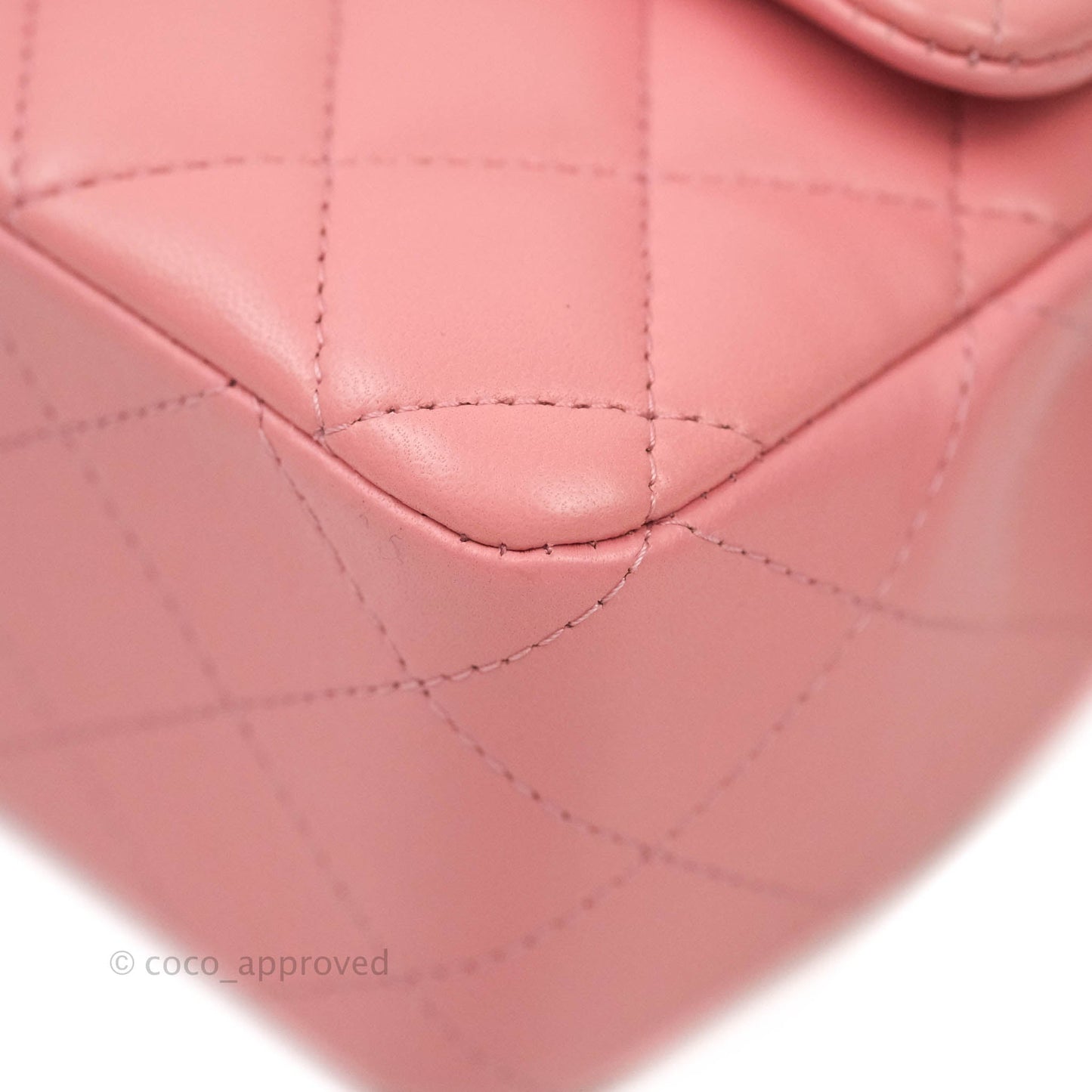 Chanel Quilted Mini Rectangular Pink Lambskin Aged Gold Hardware