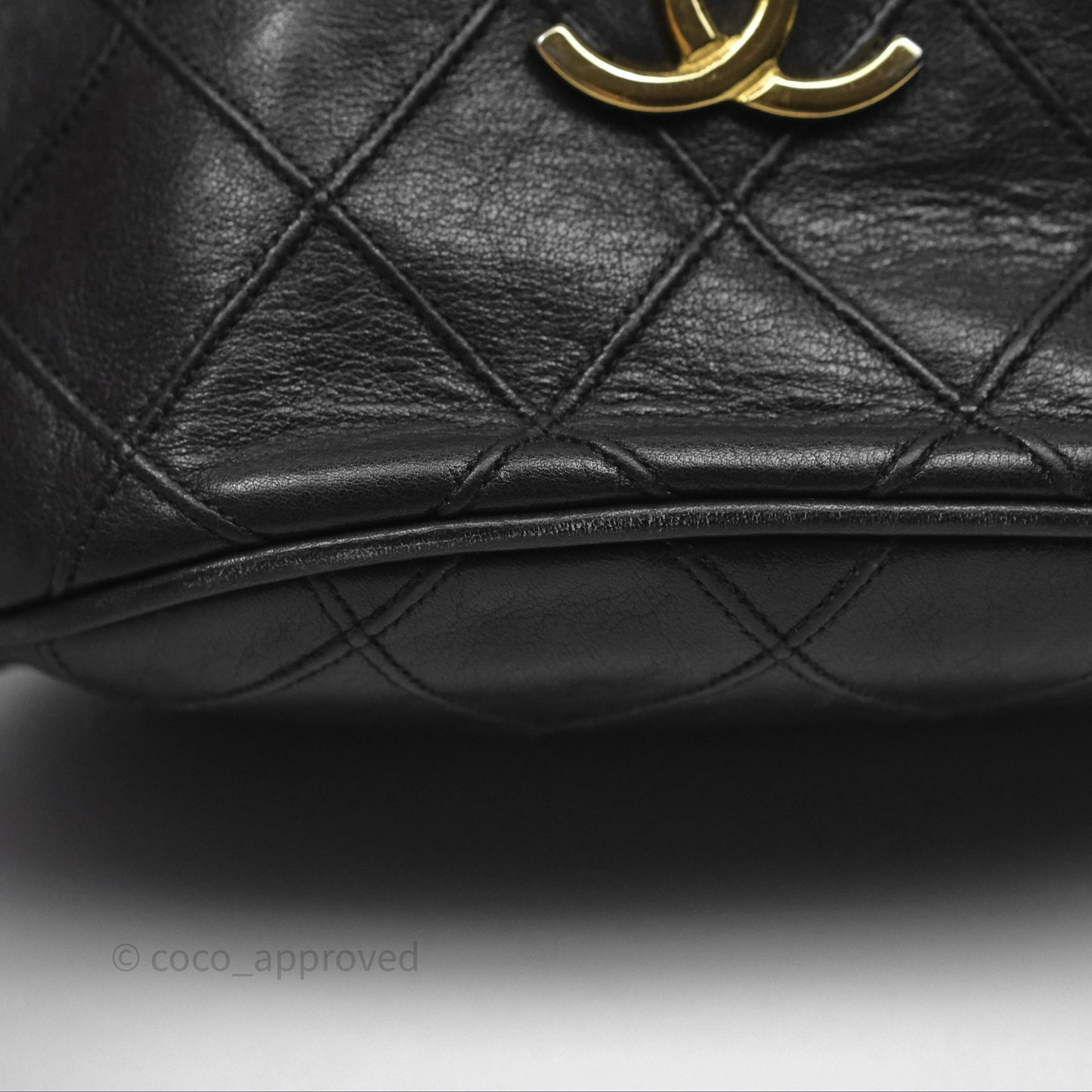 Chanel Vintage Mini CC Bucket Bag Black Lambskin Gold Hardware
