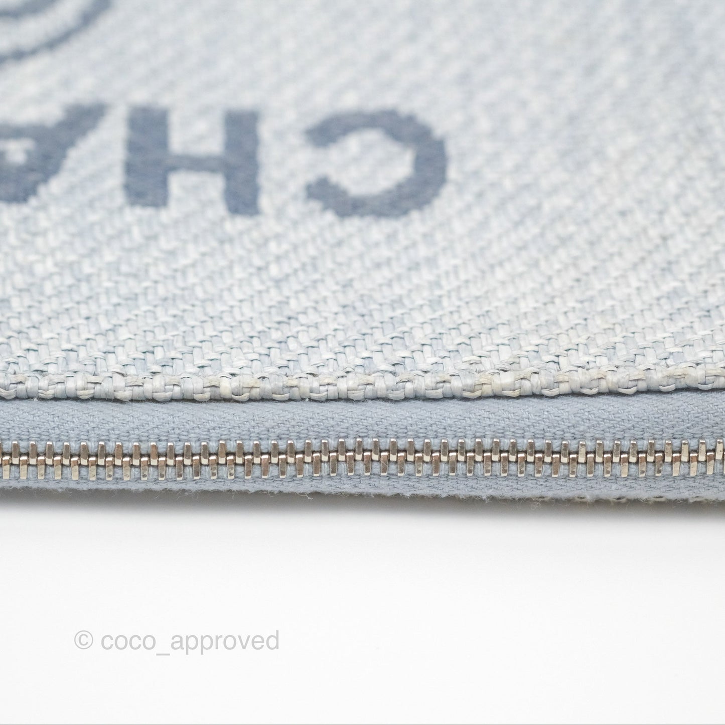 Chanel Deauville Clutch Light Blue Raffia