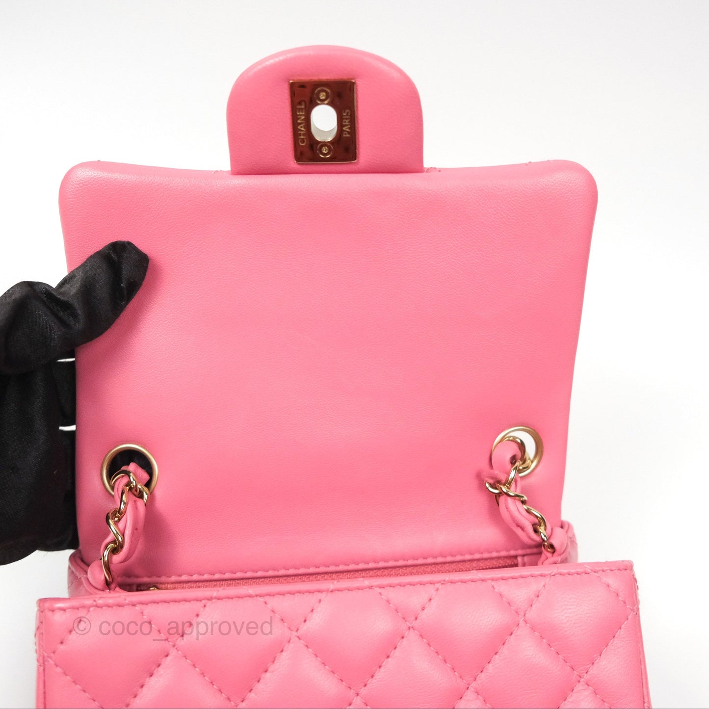 Chanel Quilted Mini Square Lambskin Pink Gold Hardware