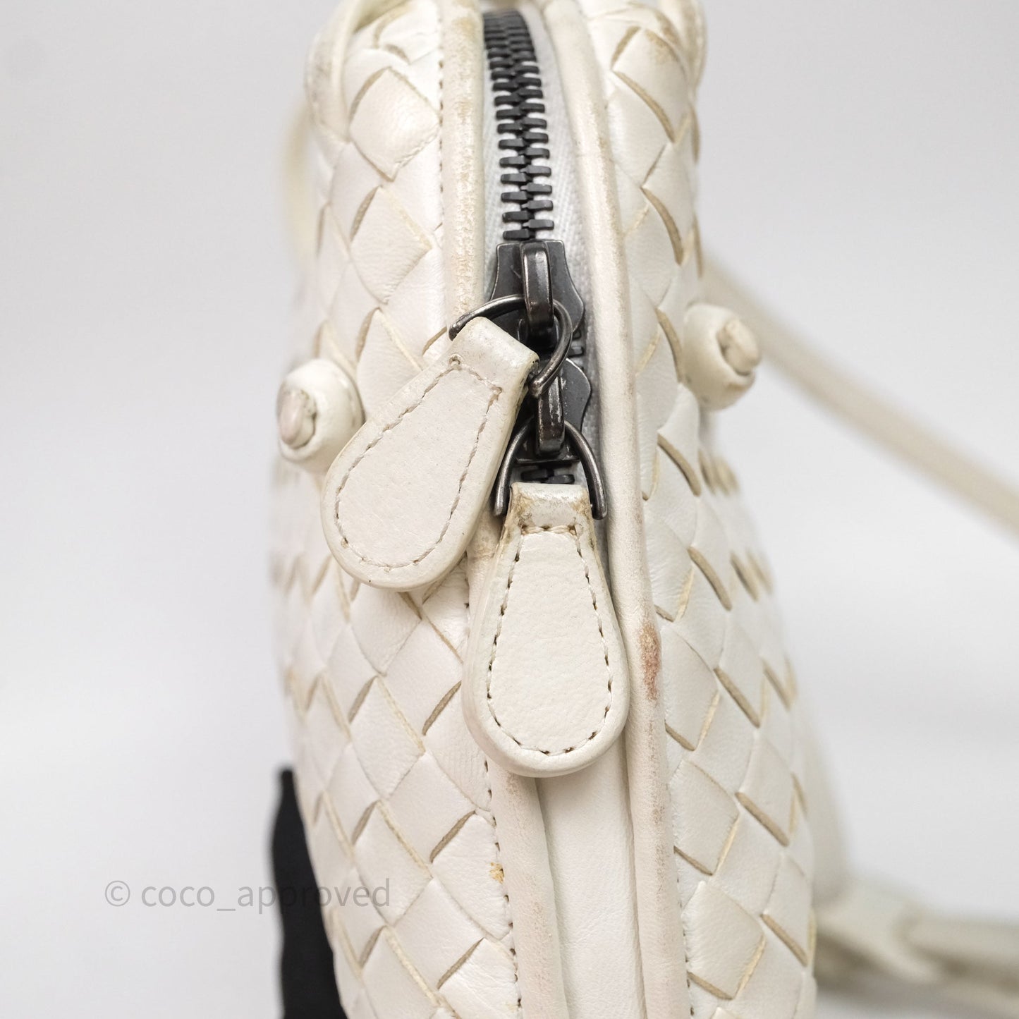 Bottega Veneta Nodini Crossbody Bag White Nappa Intrecciato