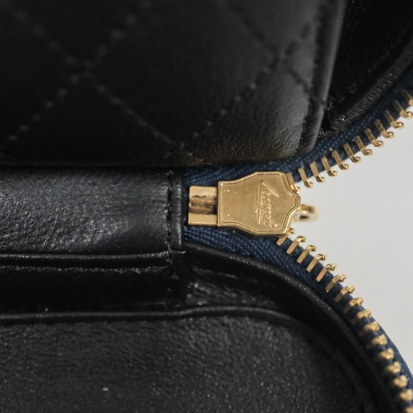 Chanel Quilted Large CC Filigree Vanity Case Navy Black Caviar