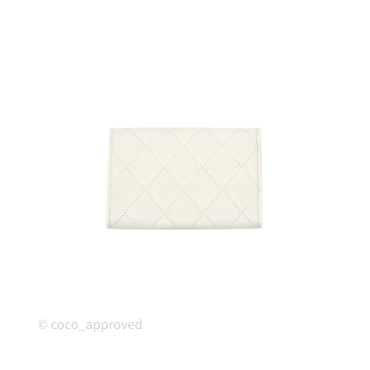 Chanel Quilted Classic Flap Card Holder White Caviar Gold Hardware