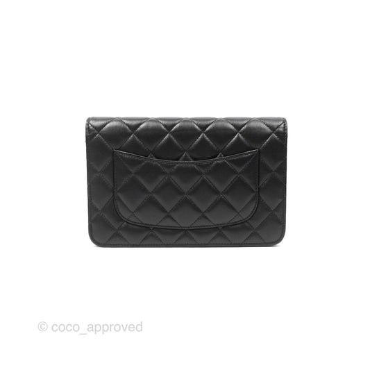 Chanel Quilted Classic Wallet on Chain WOC Black Lambskin Gold Hardware