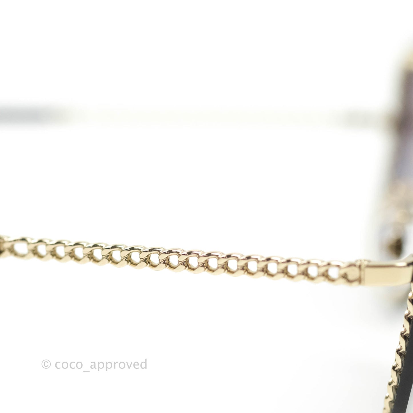 Chanel Chain Gradient Grey Lenses Square Sunglasses Gold Tone