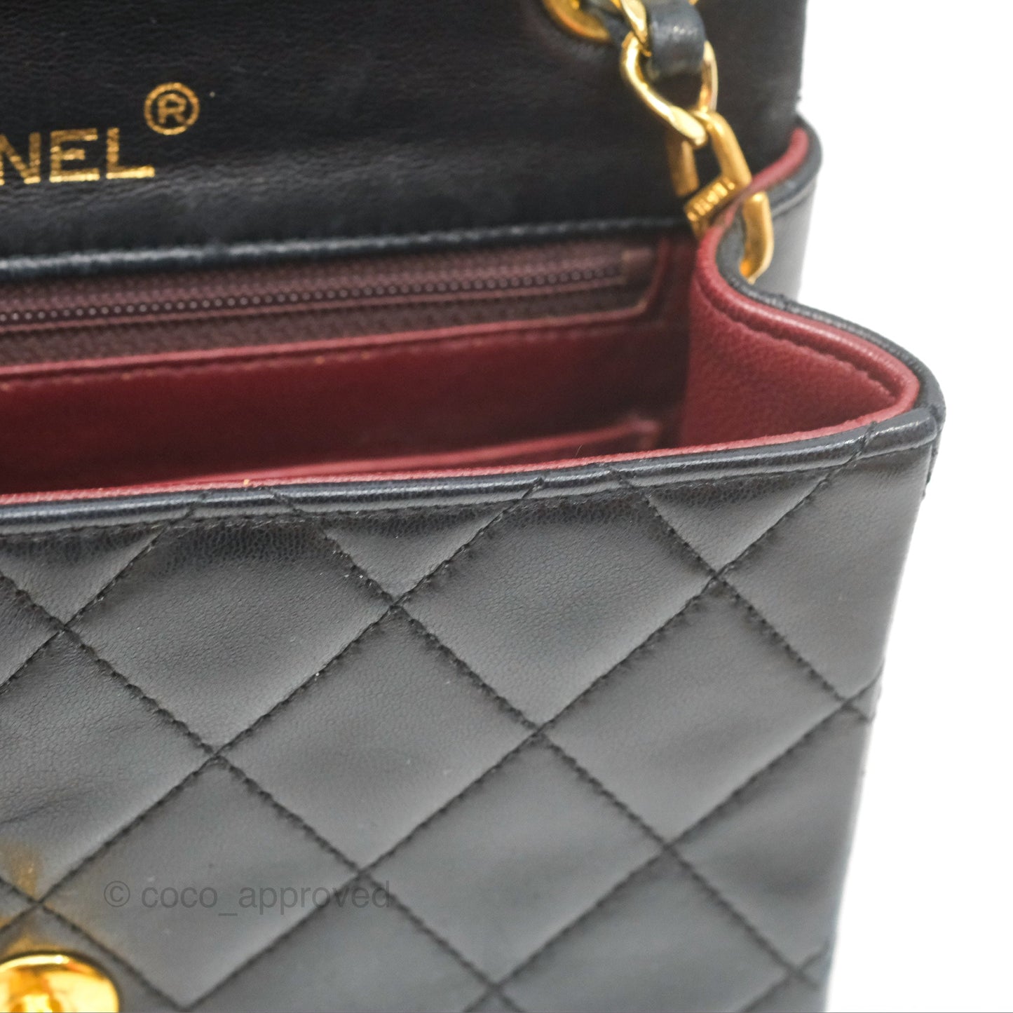 Chanel Vintage Mini Square Black Lambskin 24K Gold Hardware