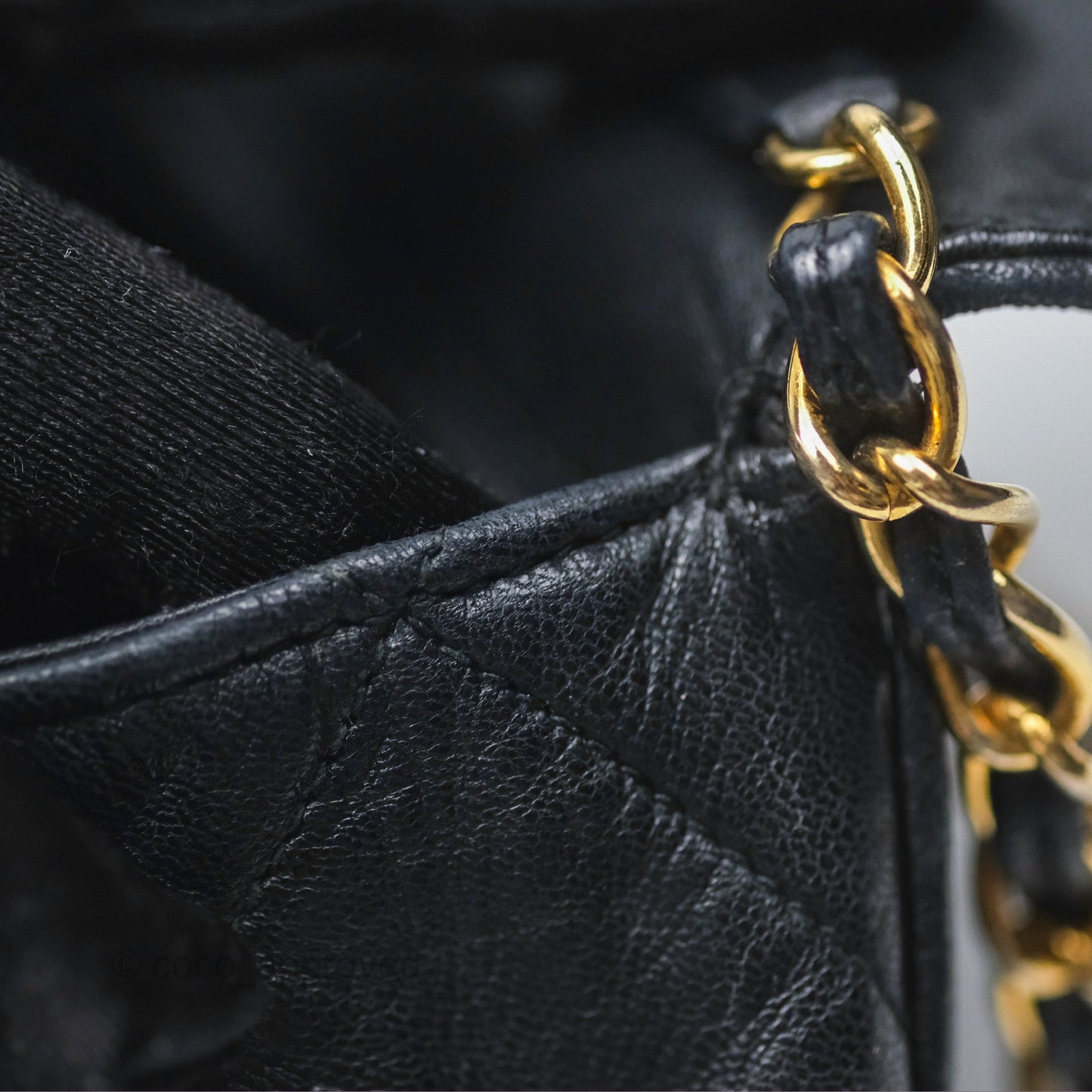 Chanel Vintage Mini Clutch with Chain Black Lambskin Gold Hardware
