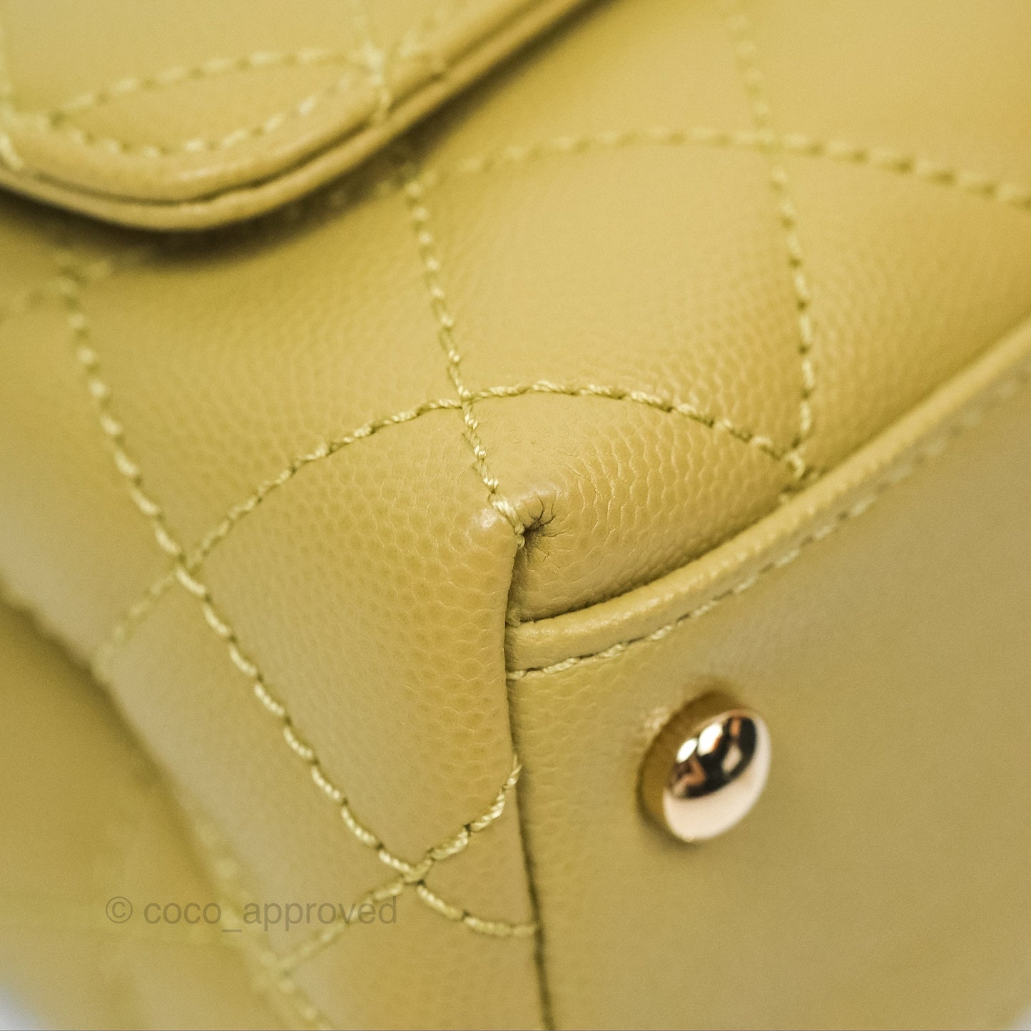 Chanel Quilted Mini Coco Handle Caviar Olive Green Gold Hardware