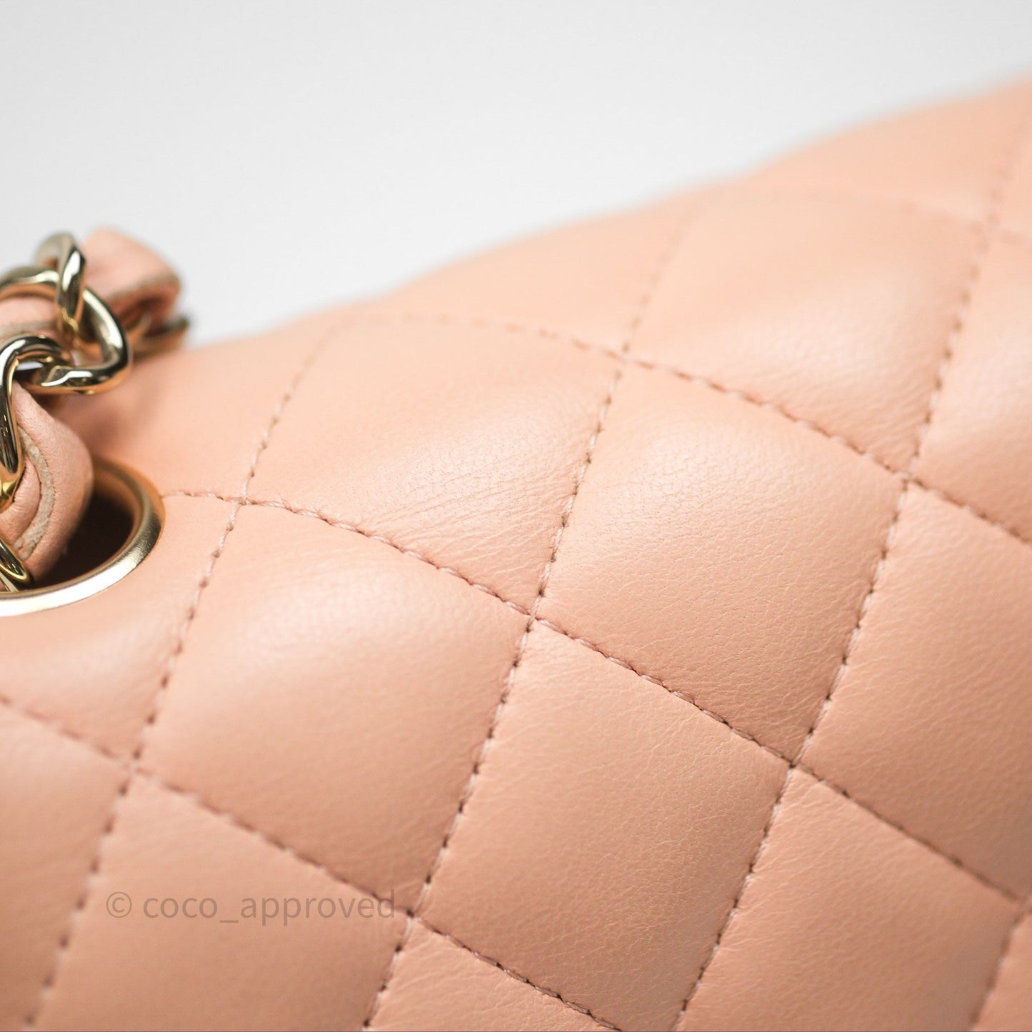 Chanel Mini Square Flap Quilted Beige Pink Lambskin Gold Hardware