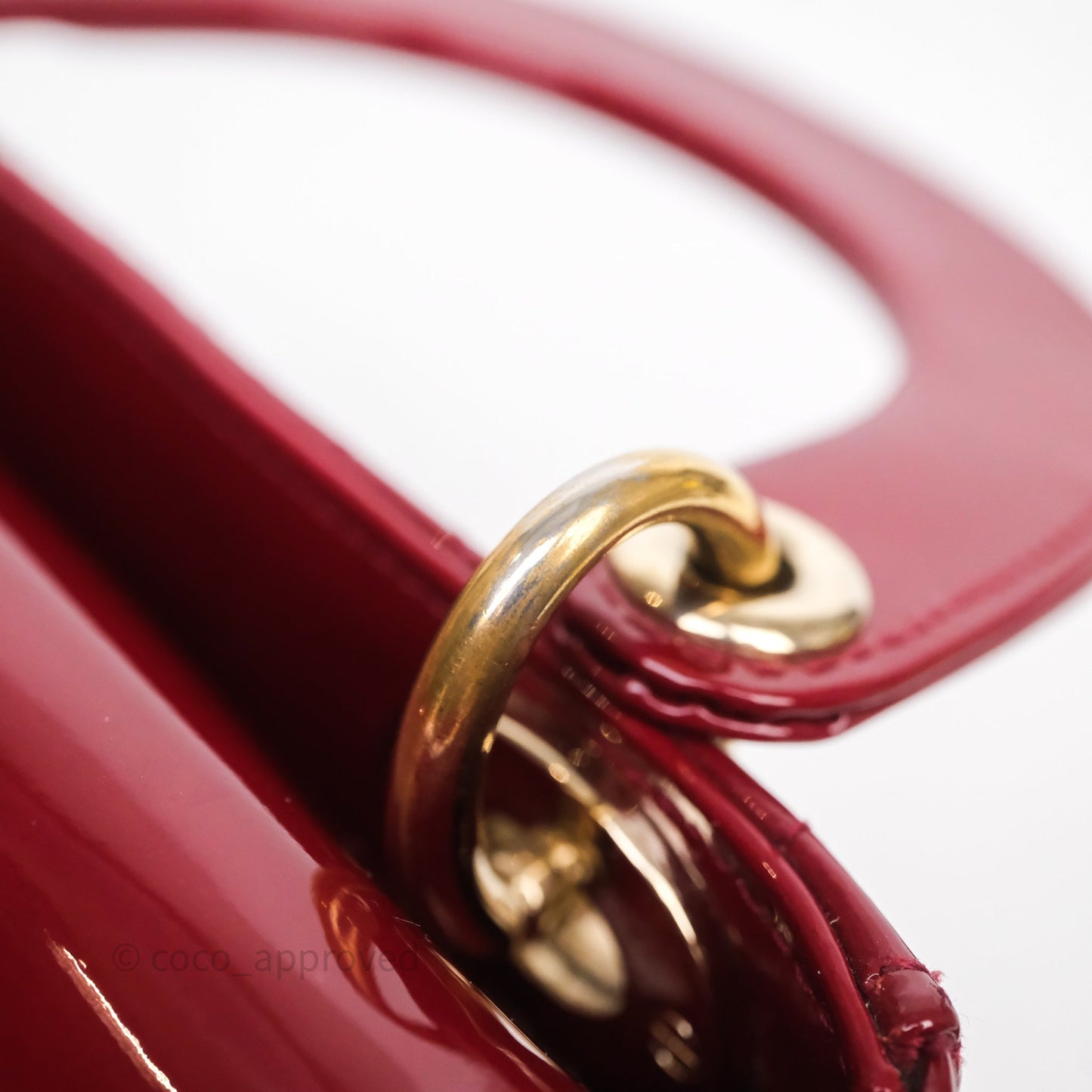 Christian Dior Mini Lady Dior Bag Red Patent Gold Hardware