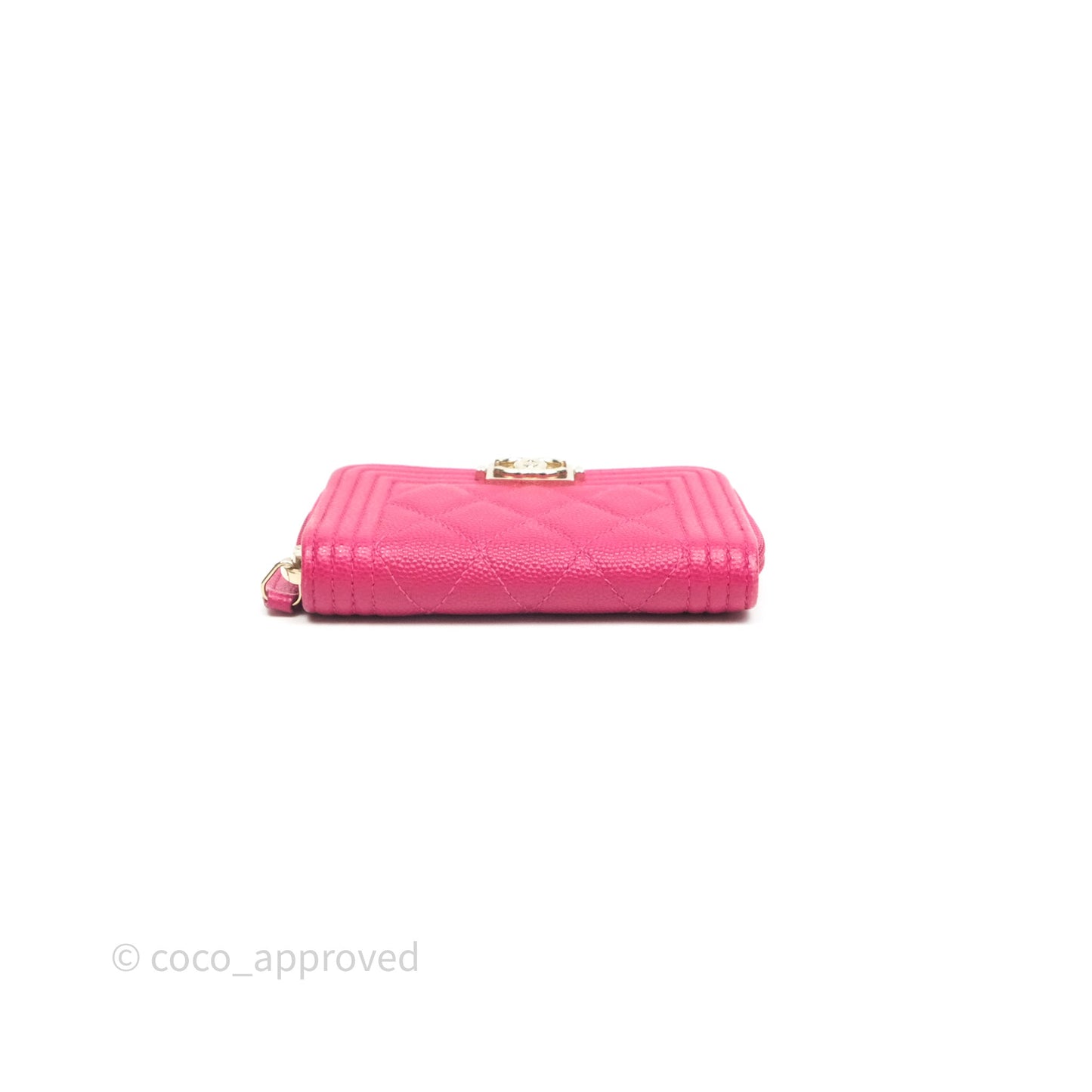 Chanel Boy Zipped Coin Purse Hot Pink Caviar Gold Hardware
