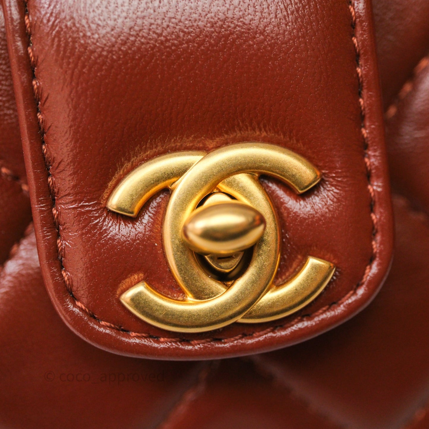Chanel Mini Cocodoc Doctor Bag Quilted Brown Shiny Lambskin Aged Gold Hardware 24A