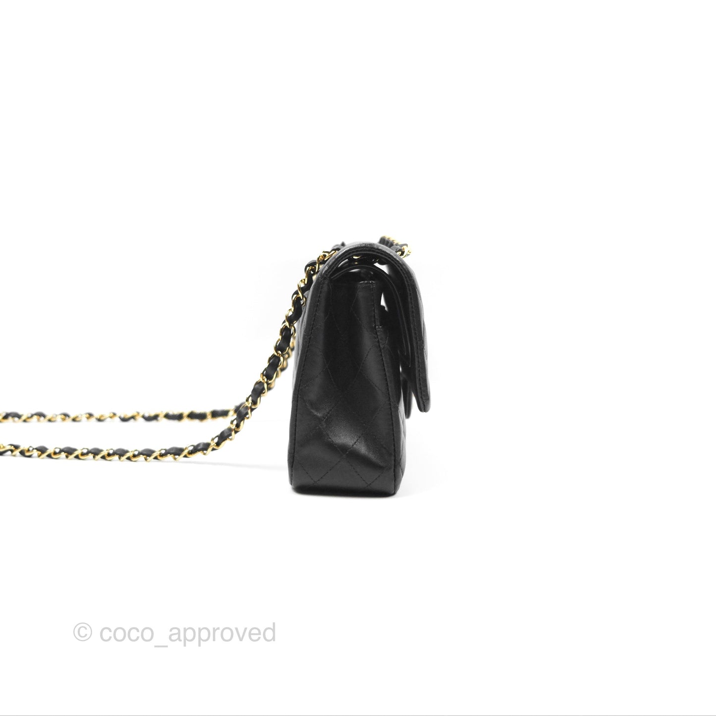 Chanel Classic M/L Medium Flap Quilted Black Lambskin Gold Hardware