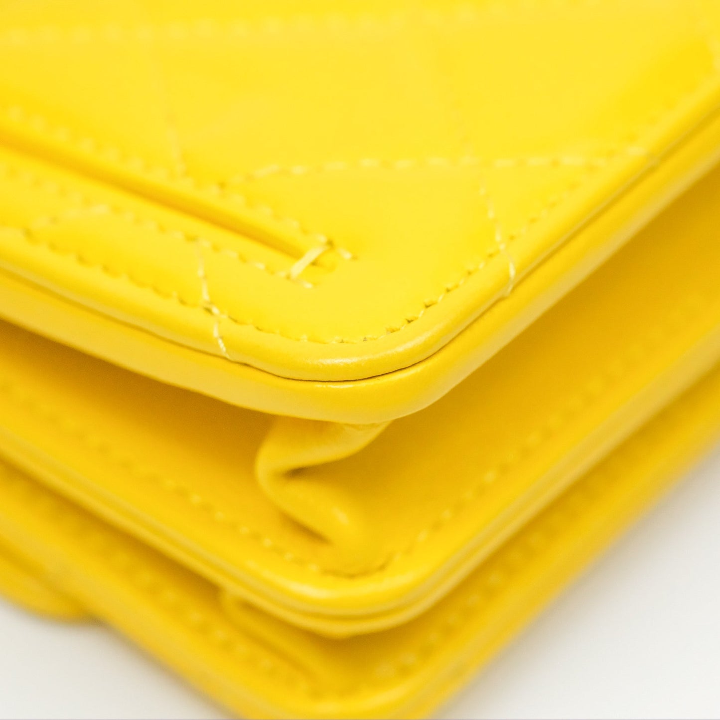 Chanel Lacquered Chain Mini WOC Yellow Lambskin