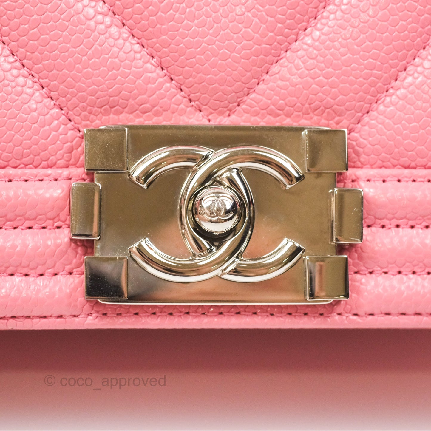 Chanel Small Boy Chevron Pink Caviar Silver Hardware