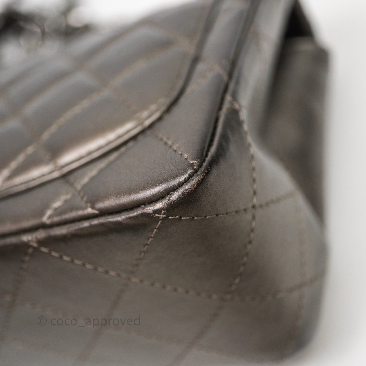 Chanel Mini Square Metallic Dark Grey Lambskin Dark Silver Hardware