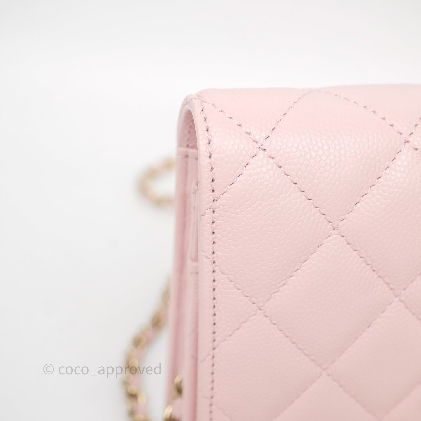 Chanel Classic Quilted Wallet on Chain WOC Light Pink Caviar Gold Hardware