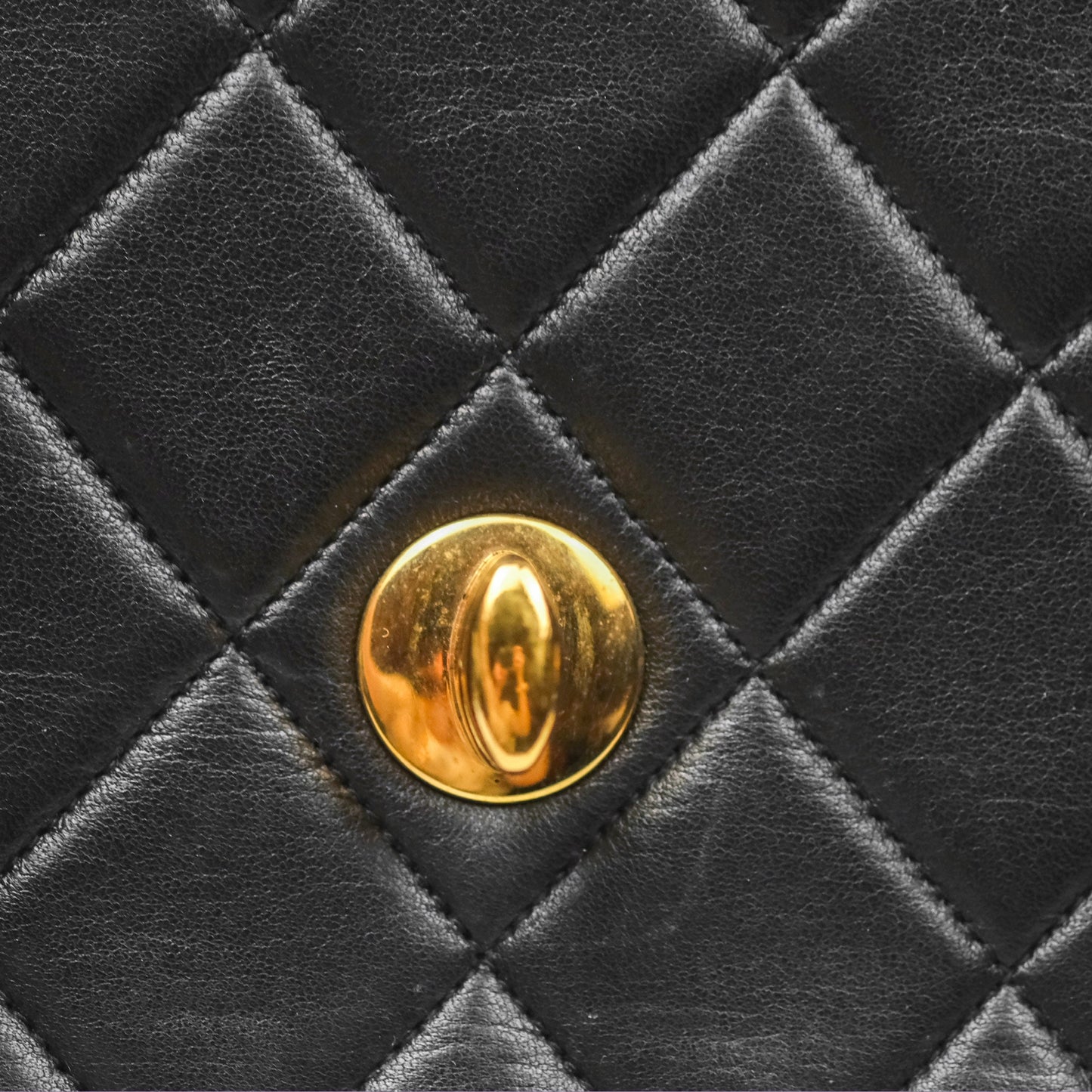 Chanel Vintage Flap Bag Black Lambskin 24K Gold Hardware