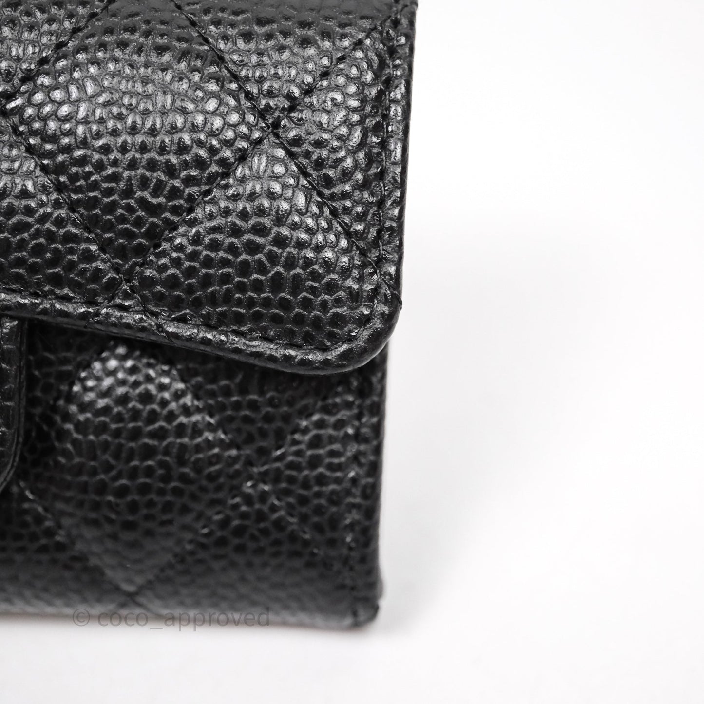 Chanel Quilted Flap Card Holder Caviar Black Gold Hardware